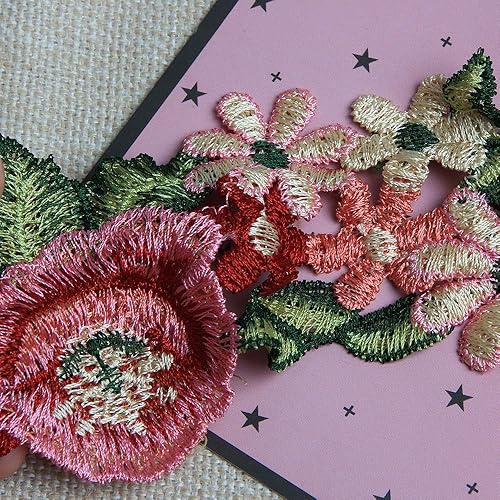 Miniatura 5 de Acxico Cinta de encaje bordada de flores de 1 yarda, apliques de costura para boda, manualidades, bricolaje
