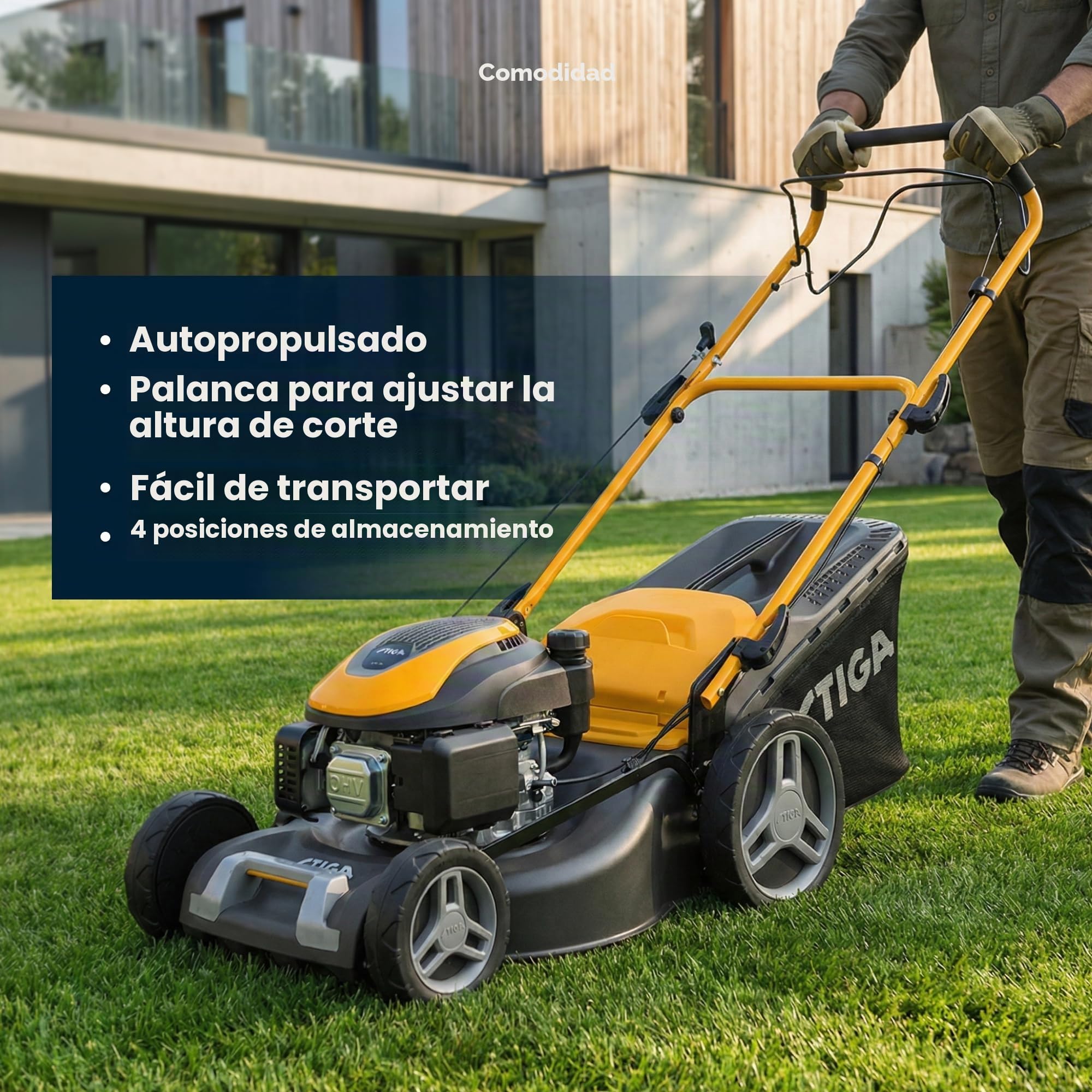 STIGA Combi 53 S - Cortacésped de Gasolina autopropulsado, Motor de 166 CC, Ancho de Corte de 51 cm, 3 en 1: colección, mantillo y Descarga Trasera, colector de césped de 60 L
