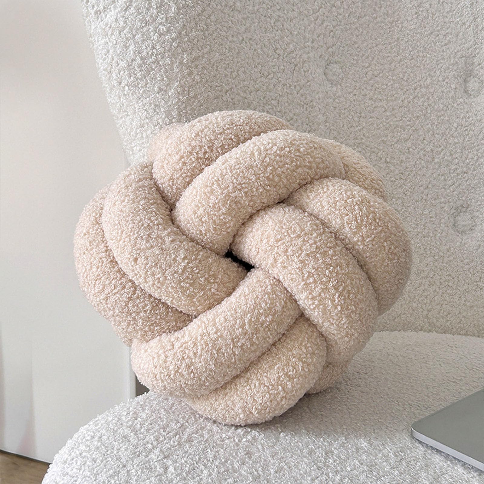 Gywztj Beige Soft Knot Ball Pillows, Knot Cushion Large, Modern Knot Pillows, Knot Cushion, Decorative Cushion, Throw Pillows For Bed Aesthetic, For Home, Bedroom, Sofa, 28 × 28Cm (Beige)
