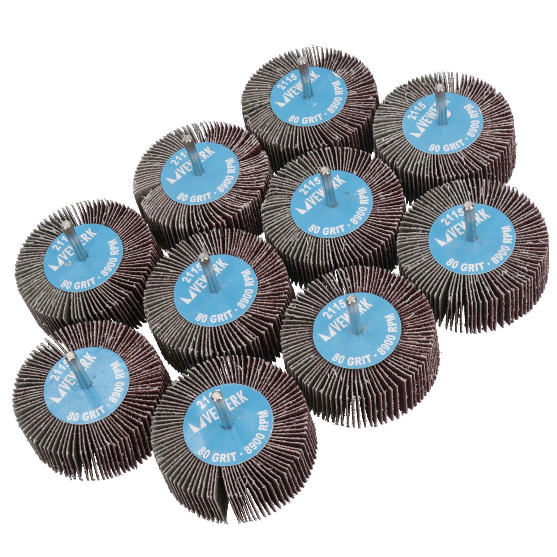 Ab Tools 80 Grit 80Mm Flap Wheel Disc Abrasive Sanding Pads For Drills Grinders 6Mm Shank 10Pc