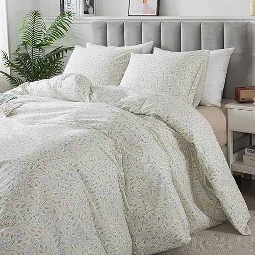 Miniatura 148 de HoneiLife - Juego de funda de edredón floral 100% algodón, 3 piezas, botánica, ropa de cama con cierre de cremallera y lazos en las esquinas