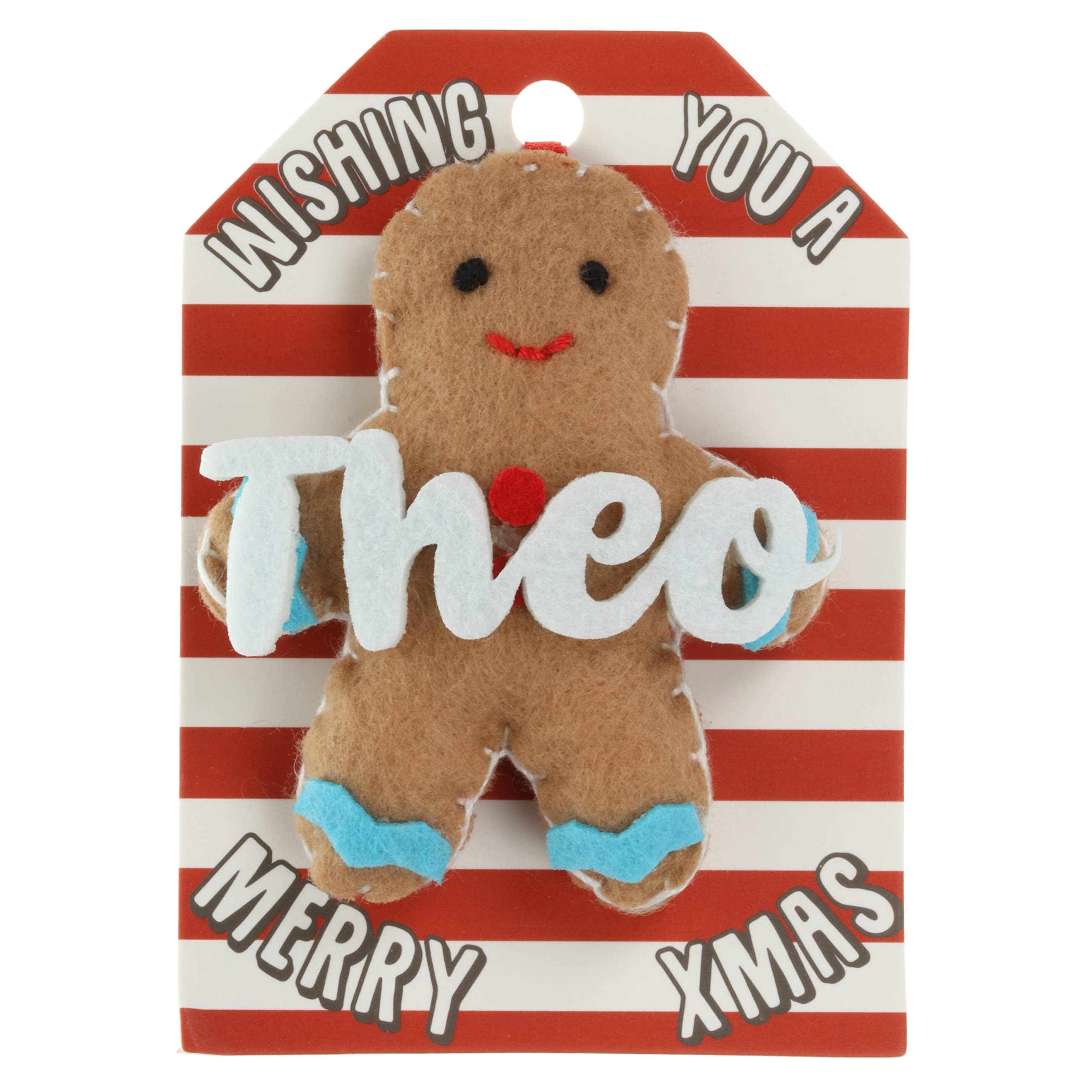 Stands Out, Supplying Outstanding Gifts Men's Theo Name Gingerbread Man Christmas Tree Bauble Decoration Hanging Gift