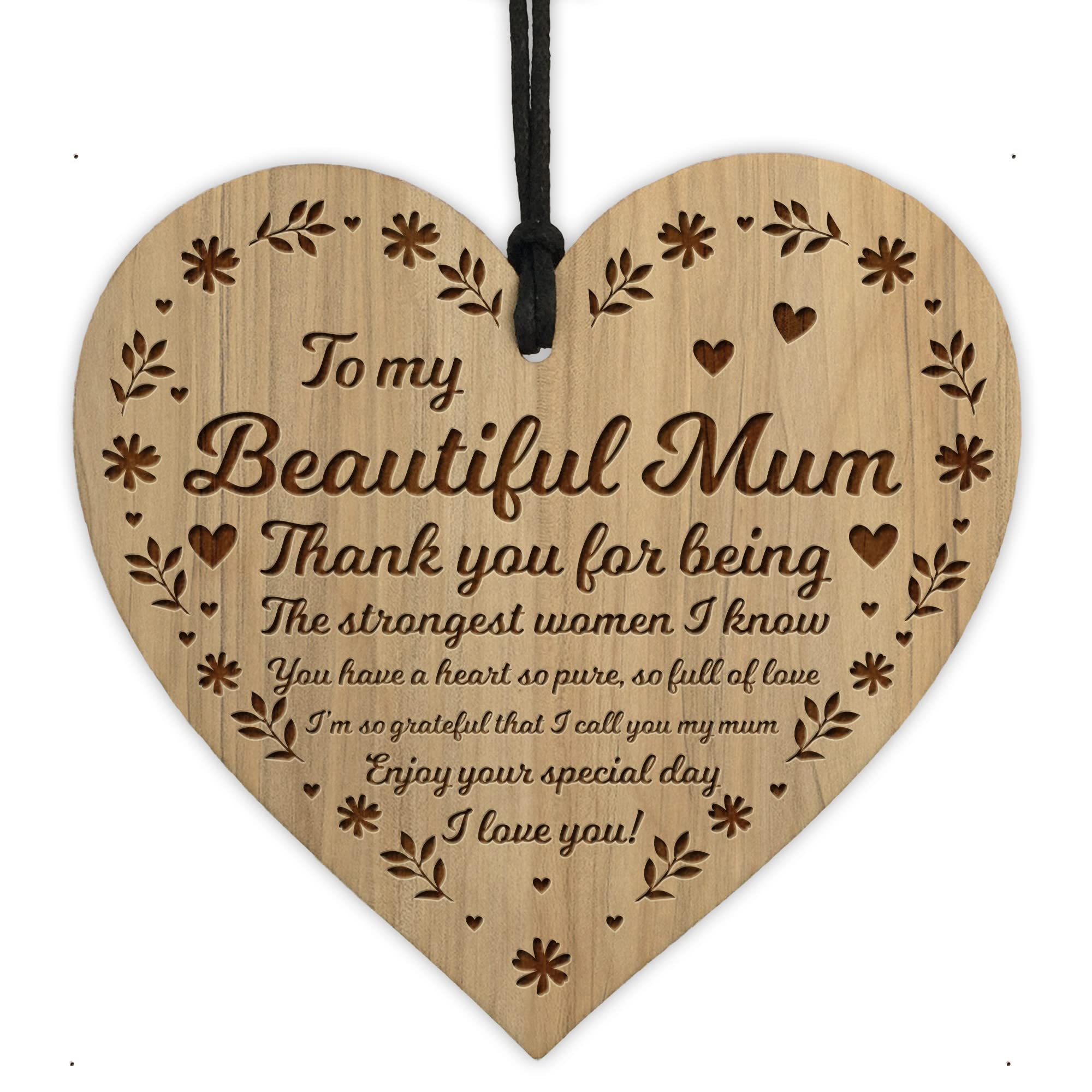 Red Ocean Beautiful Mum Gift Ideas Engraved Heart Mum Birthday Christmas Gifts Thank You Gift