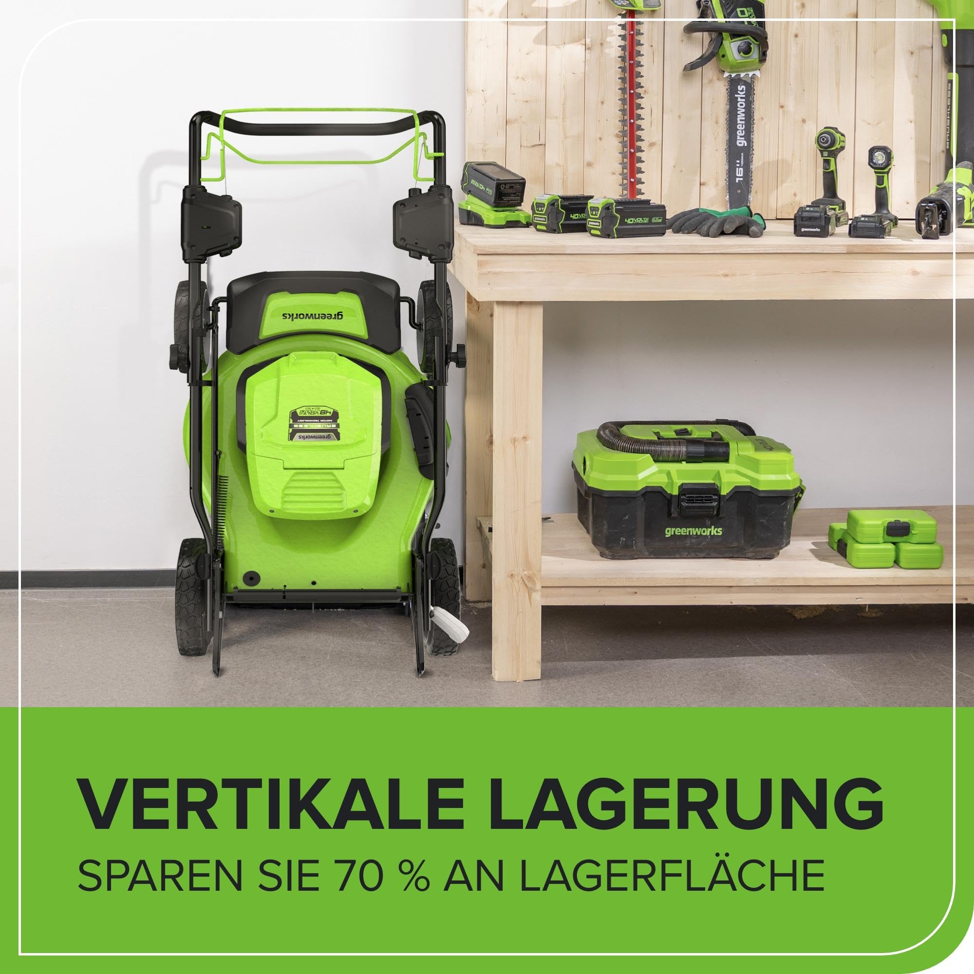 Greenworks Selbstfahrender Akku Rasenmäher 48V (24V x 2) bis zu 480m², 46cm Schnittbreite, 55L Sack Rasenmäher Elektro Plus Zwei 4Ah-Akkus und Doppelladegerät,3 Jahre Garantie,GD24X2LM46SPK4X