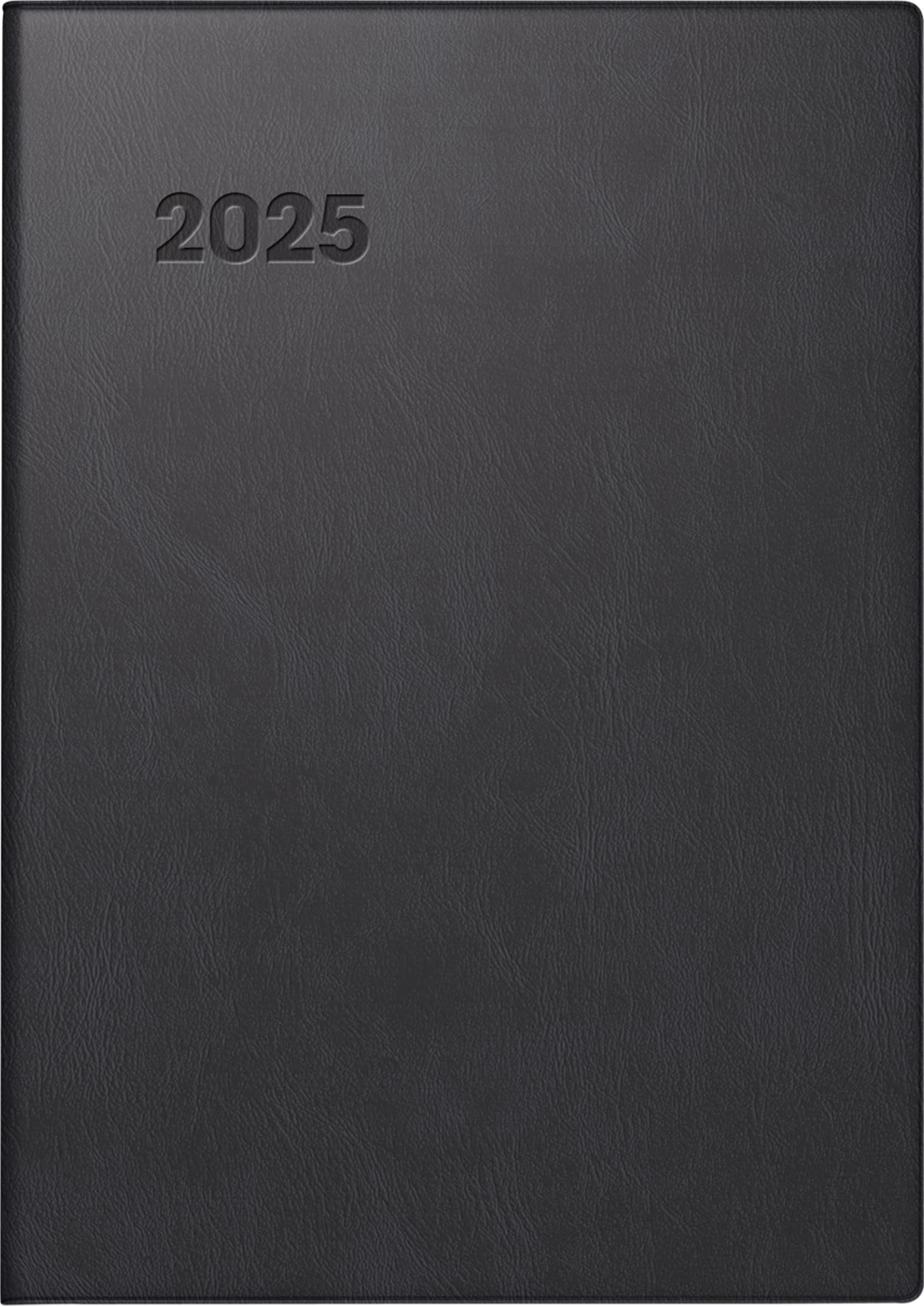 BRUNNEN Pocket Diary Model 713 (2025), 2 Pages = 1 Week, A7, 160 Pages, Plastic Cover, Black