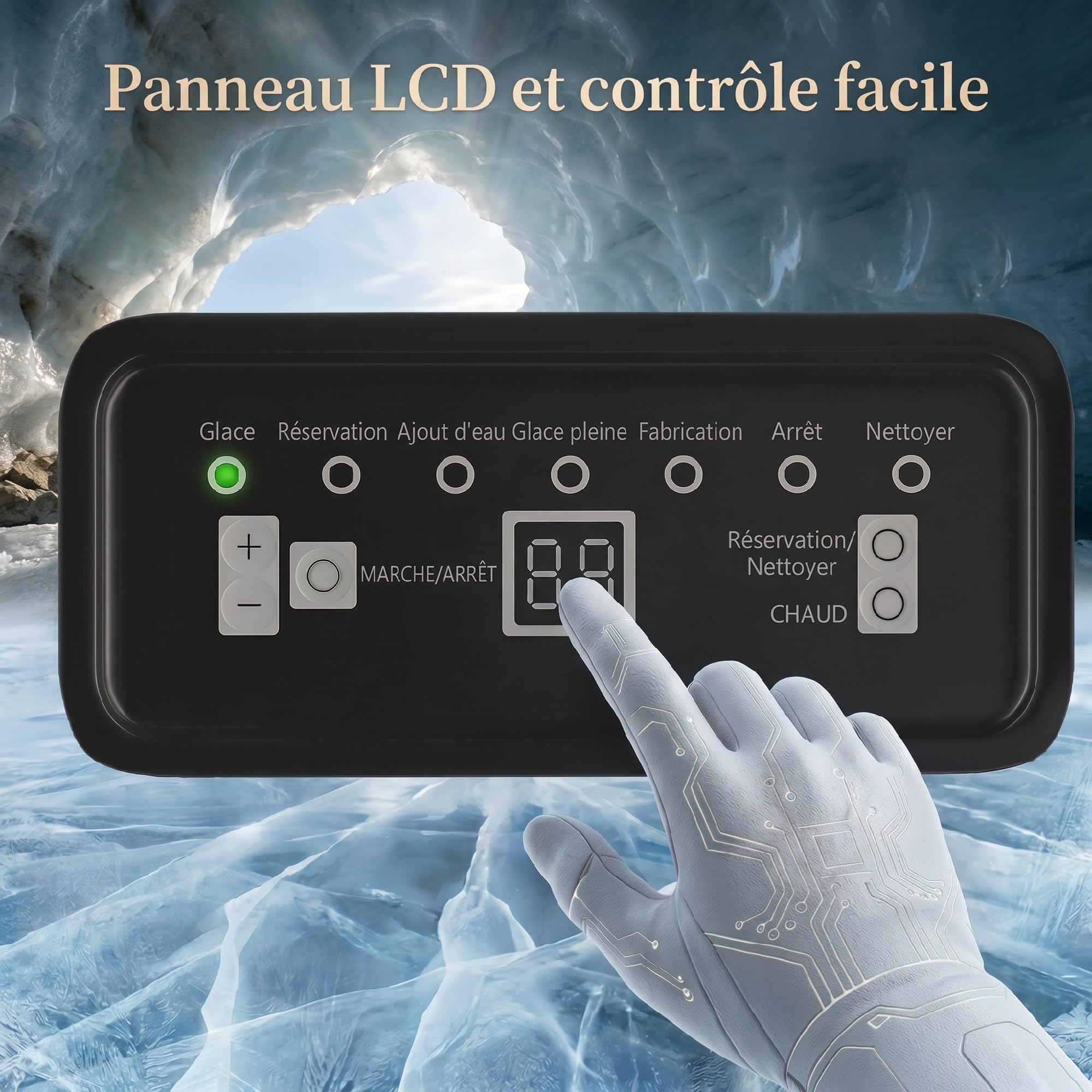 HOMCOM Machine à Glaçons Commerciale 36 kg/24H, Ice Maker Professionnel en inox, 36 Cubes toutes les 10 Minutes, Fonction Nettoyage Automatique, Minuterie, Encastrable ou Pose Libre, Argenté