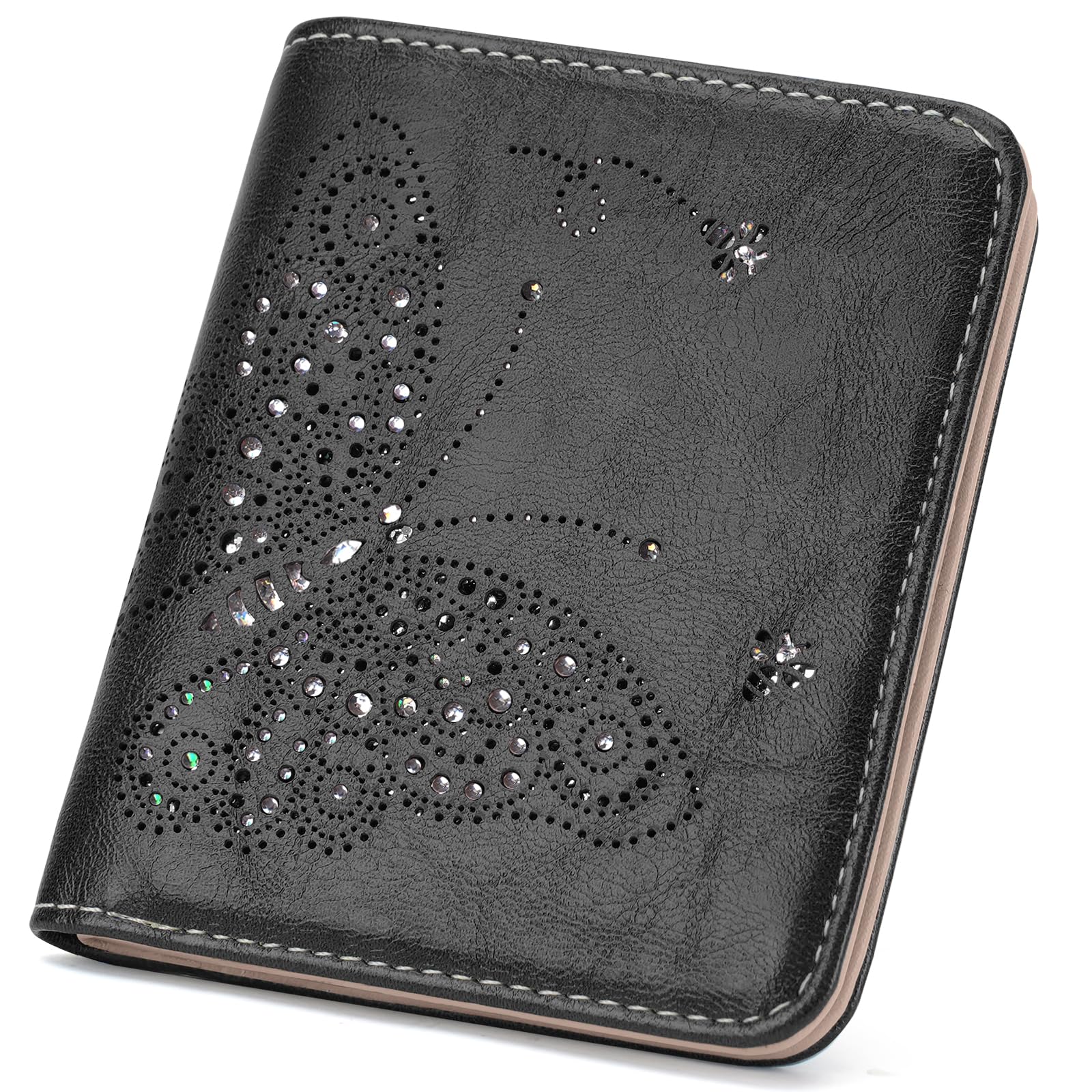 KITEVIUN Small RFID Wallet Women Ultra Thin Slim Womens Wallet Mini Compact Bifold Pocket Ladies Wallets for Women BLACK