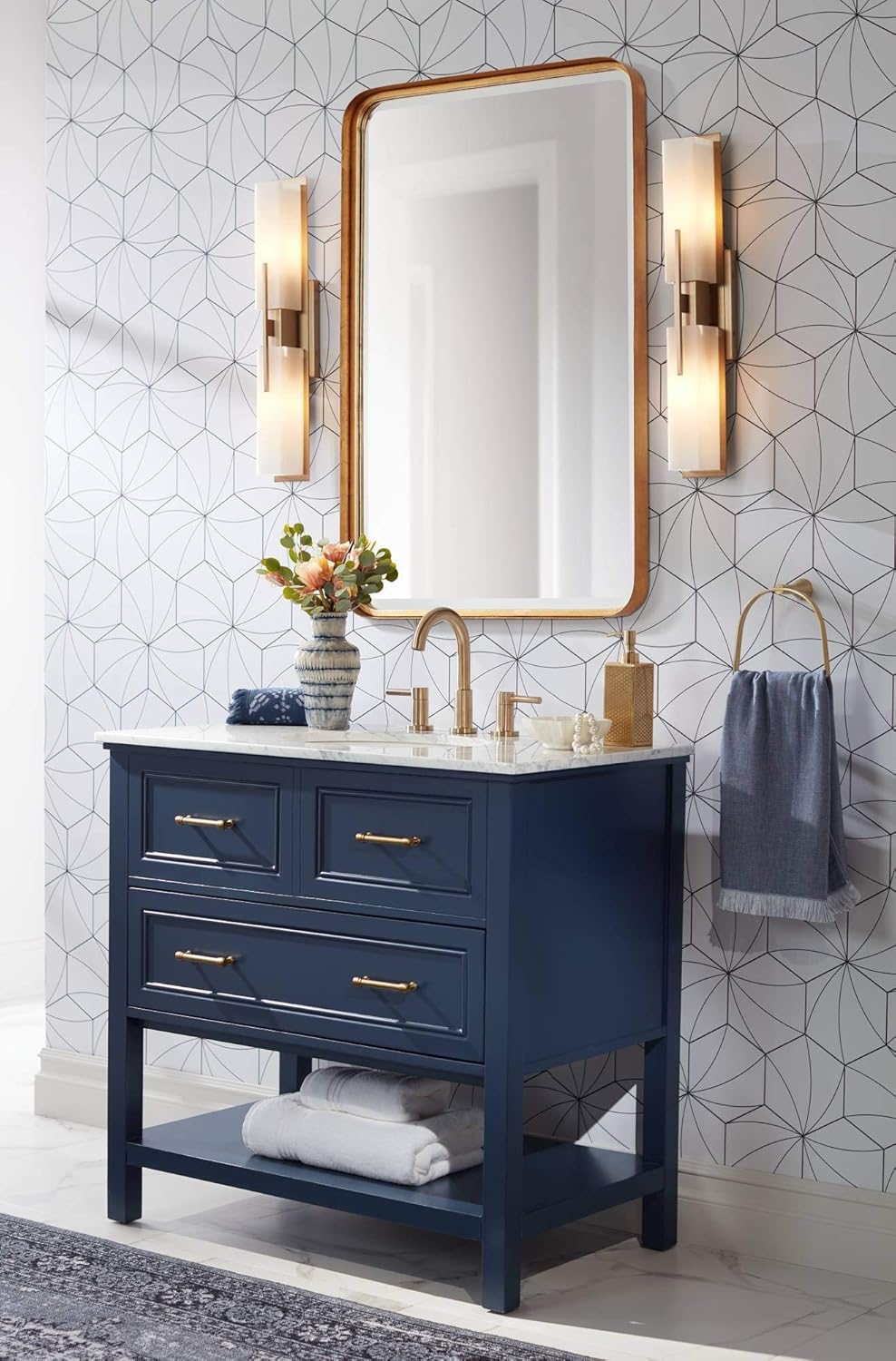 Uttermost Andi Gold 24" x 38 1/4" Rounded Edge Mirror