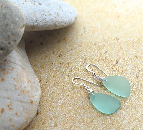 Miniatura 7 de Popular Sea Foam Green Sea Glass Earrings with Charming Handmade Silver Knot on Sterling Silver Hooks by Aimee Tresor Jewelry