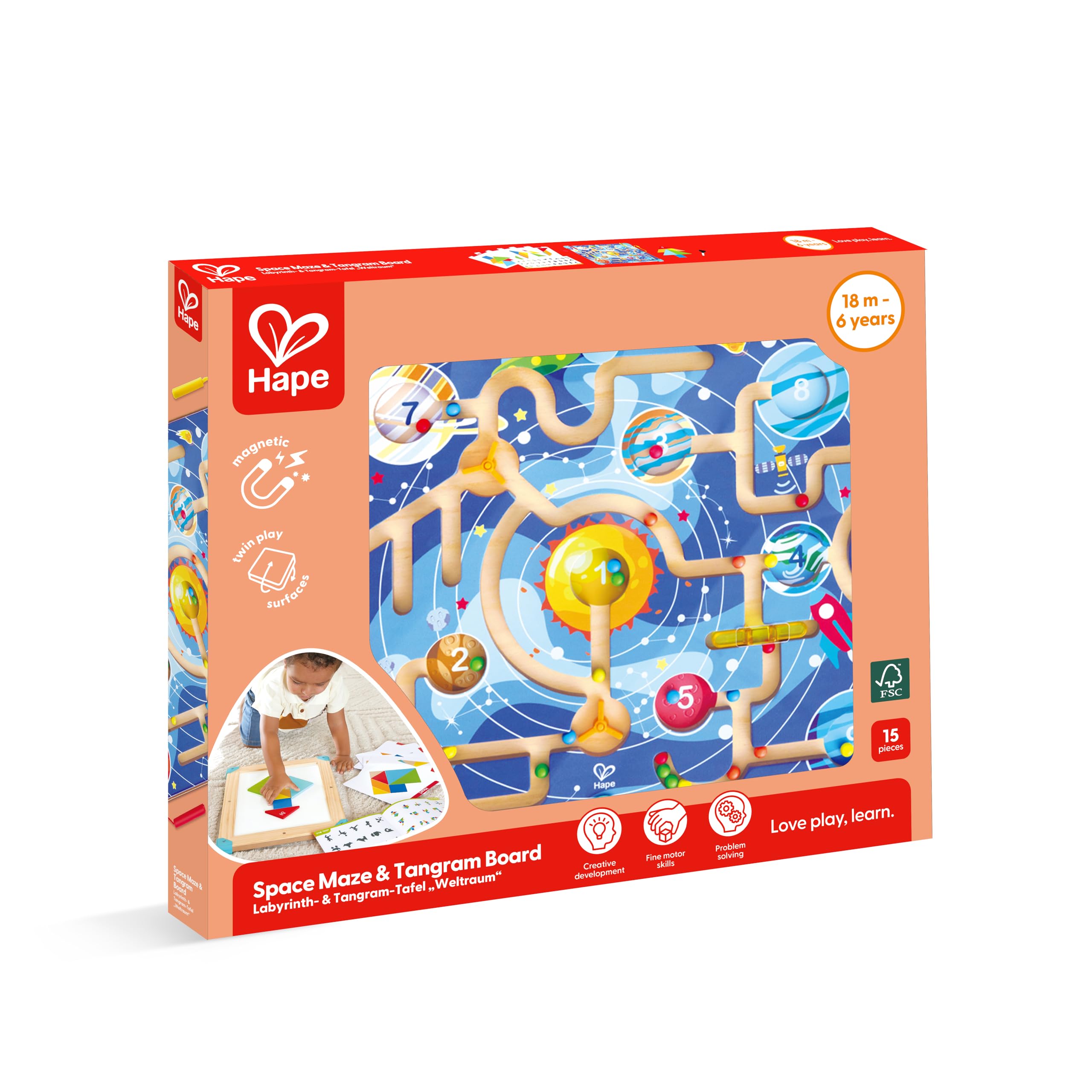 Hape Laberinto Espacial y Tablero de Tangram