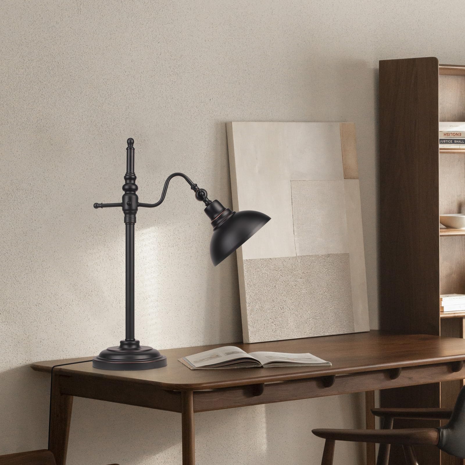 Industrielle Schreibtischlampe, Schwarze Metall Arbeitslampen, Verstellbare RustikaleModerne Tischlampe, Vintage MetallAugenschonende Leselampe für Büro WohnzimmerWohnheim