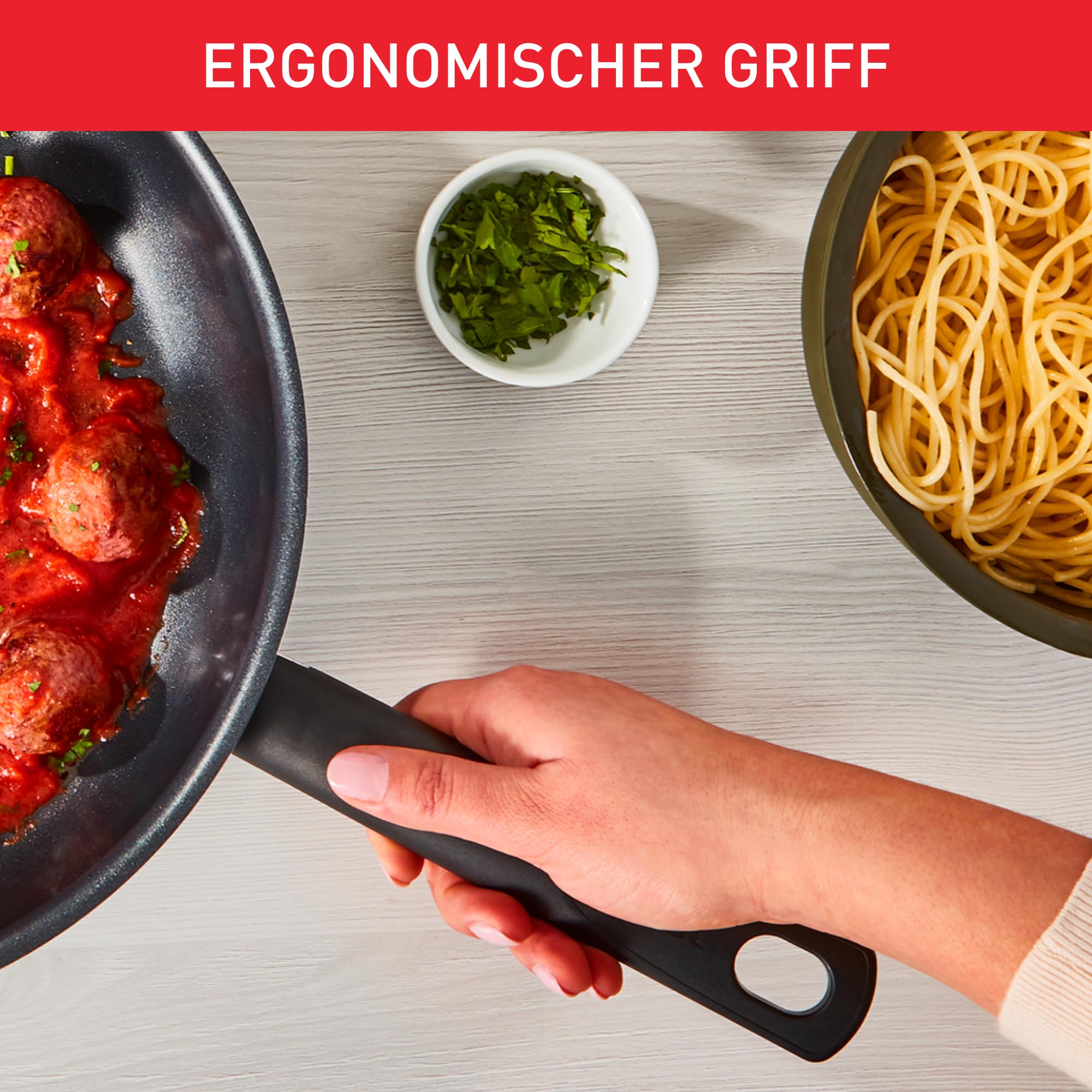 Tefal Day by Day On Wokpfanne 28 cm, Antihaftbeschichtung, Thermo-Signal bei idealer Brattemperatur, nicht induktionsgeeignet, tiefe Form, Aluminium, B56419