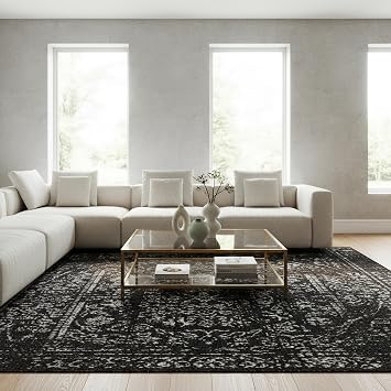 nuLOOM Arlena Black Medallion Power Loomed Area Rug, 4 x 6