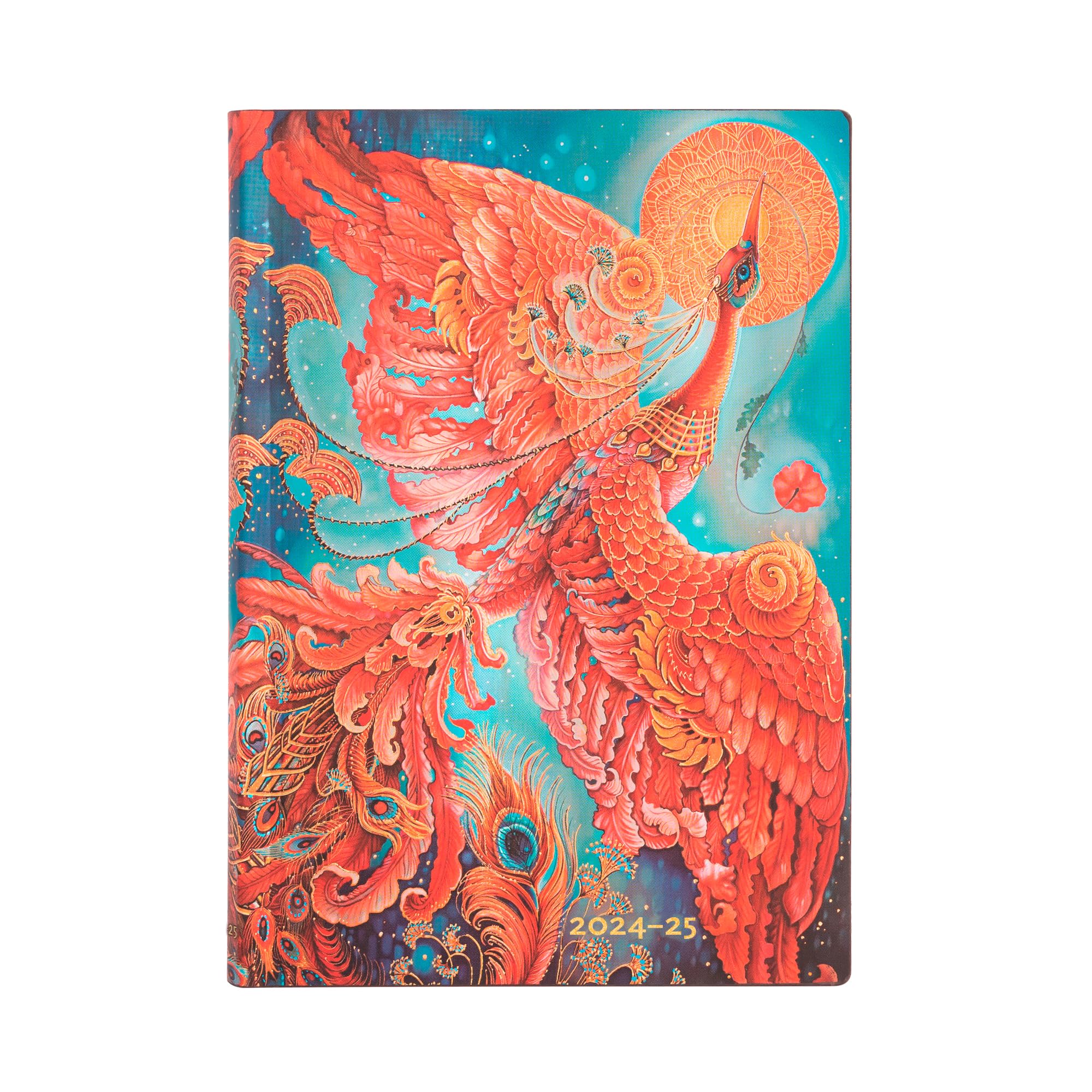 Paperblanks Flexi 2025 18 Month Calendar, Firebird, Midi, Horizontal, Elastic Band Closure