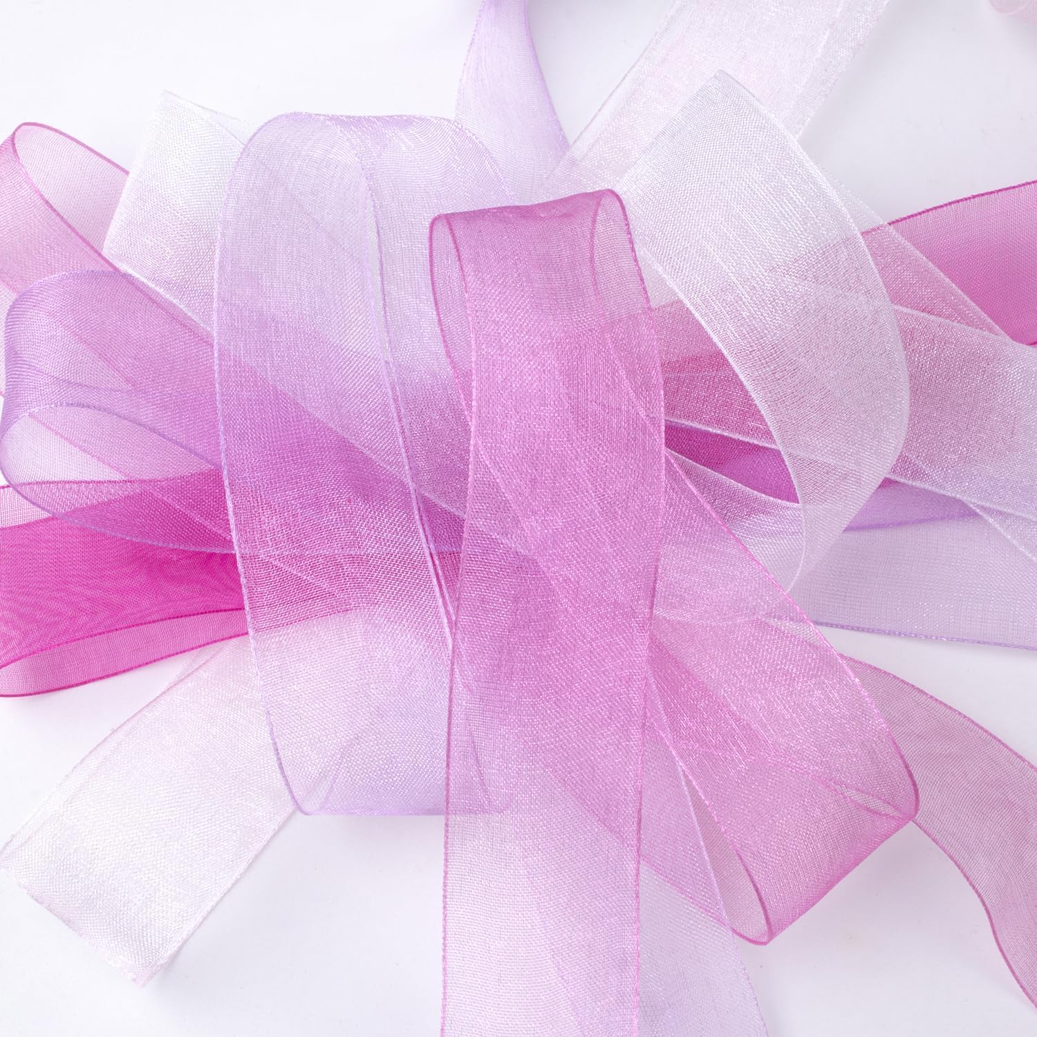 Sheer Ribbon Organza Ribbon 1 Inch x 150Yd 6 Rolls Sheer Chiffon Ribbon Pink Organza Ribbon Clear Fabric Ribbon for Gift Wrapping Wedding Bouquet Wrapping Christmas Tree Decor Bows DIY Crafts