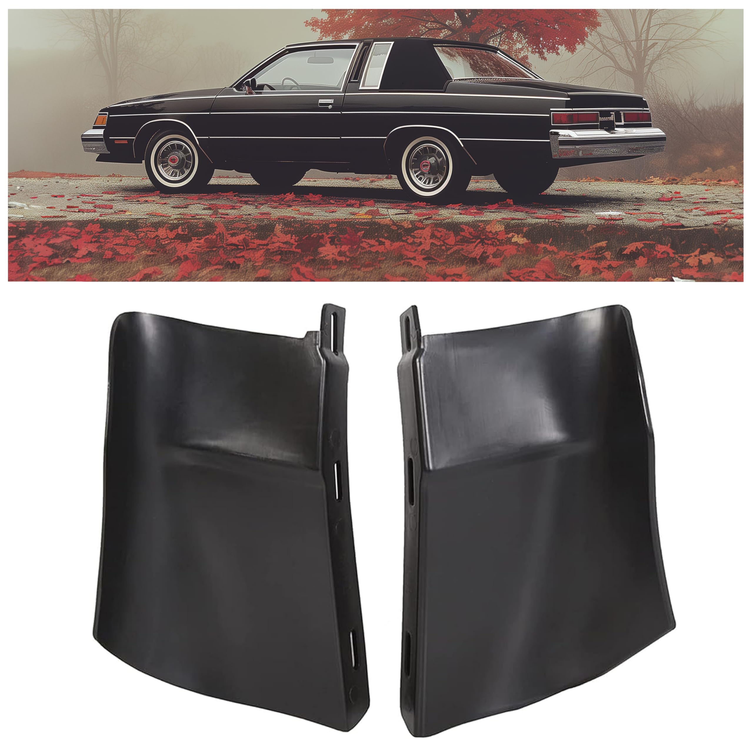 Rear Bumper Quarter Panel Fillers Kit Primed Left Right Fits Chevy Chevrolet Caprice Impala 1986-1990 ABS Black 2PCS 1 Pair