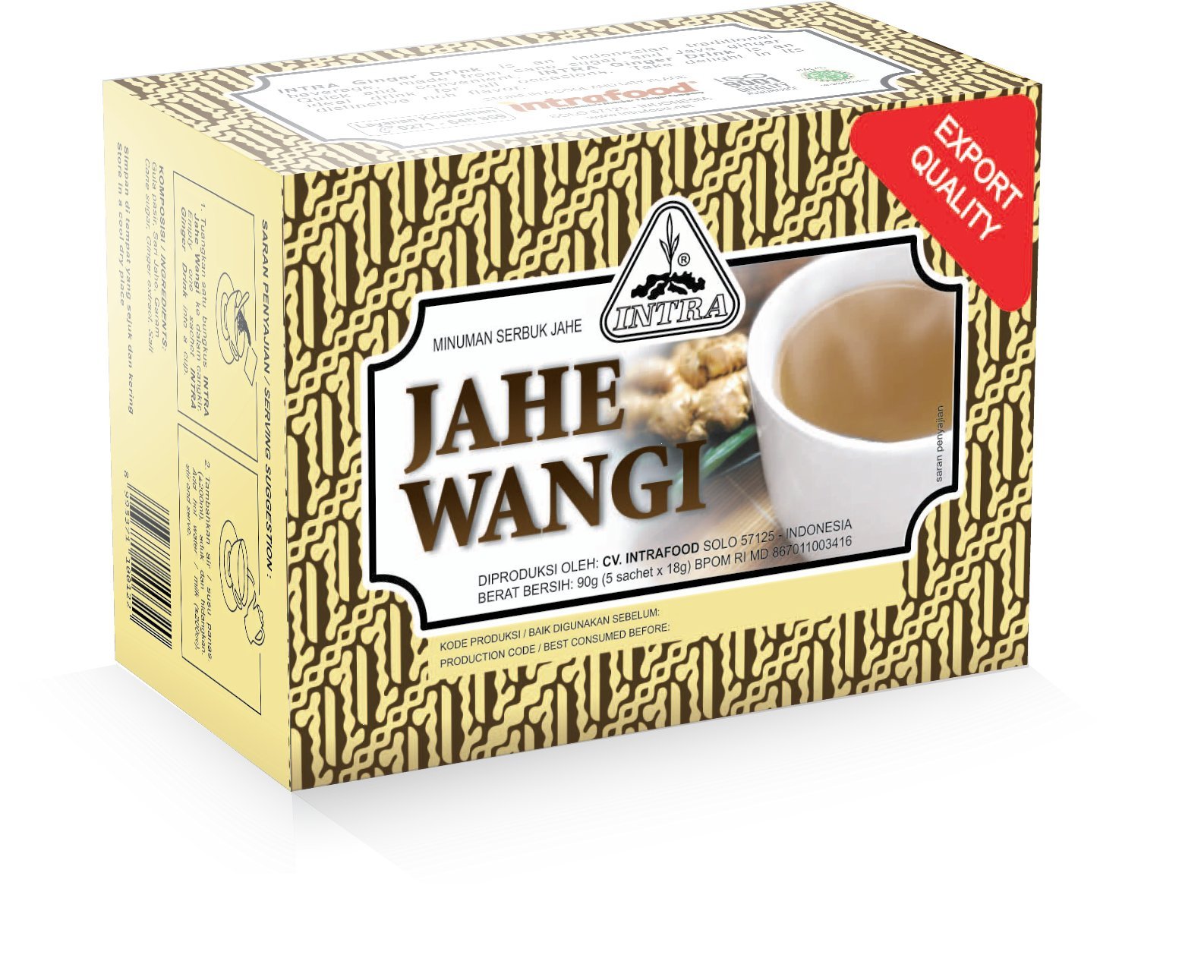 Amazon.com : Intra Jahe Wangi Ginger Tea 5-ct, 90 Gram (Pack of 4