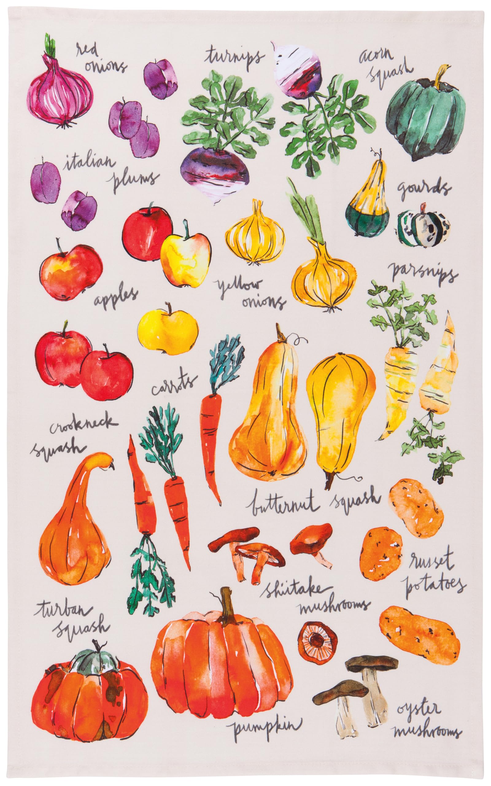 Now Designs Printed Cotton Dishtowel, Veggie Stand (NKT2331D)