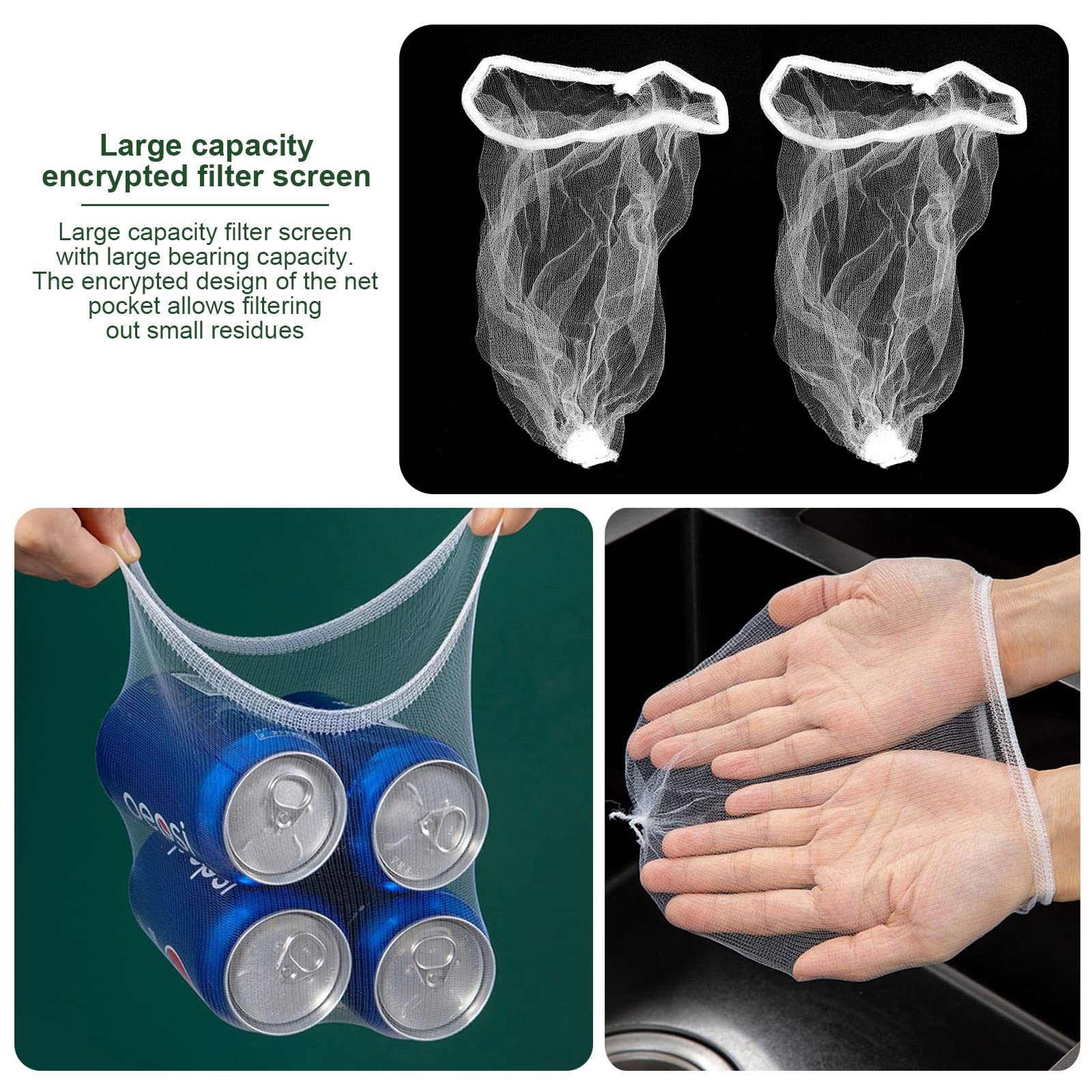 HenSych Collapsible Sink Strainer, Rack with 100pcs Disposable Filter Screen, Kitchen Sink Filter, Dark Green - Image 3