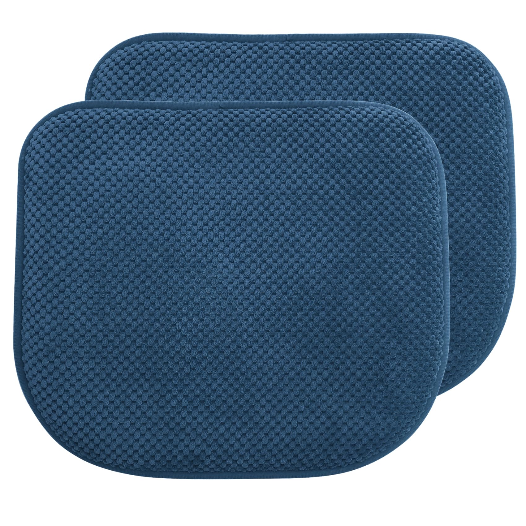 Set di 2 cuscini in schiuma blu per sedie da cucina, antiscivolo, a forma di U, lavabili, morbidi e spessi, per sedie in metallo e legno, 43,2 x 43,2 cm, ideali per patio e sala da pranzo