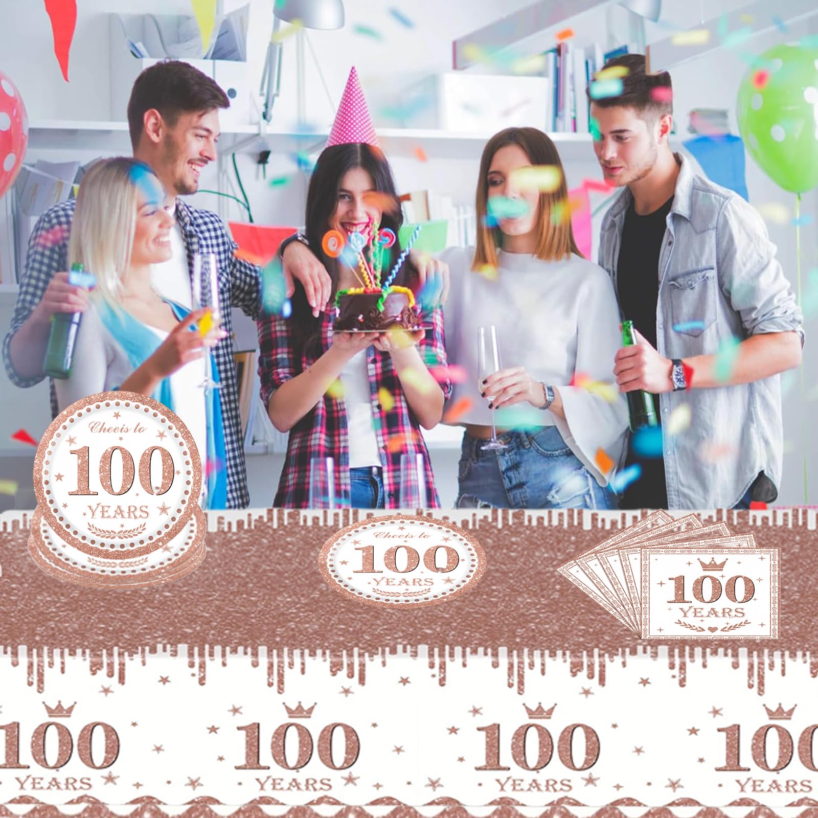 Kit Decorazione Compleanno 5 Anni - 100 Pezzi Con Stoviglie, Tovaglia, Palloncini E Accessori Per Feste