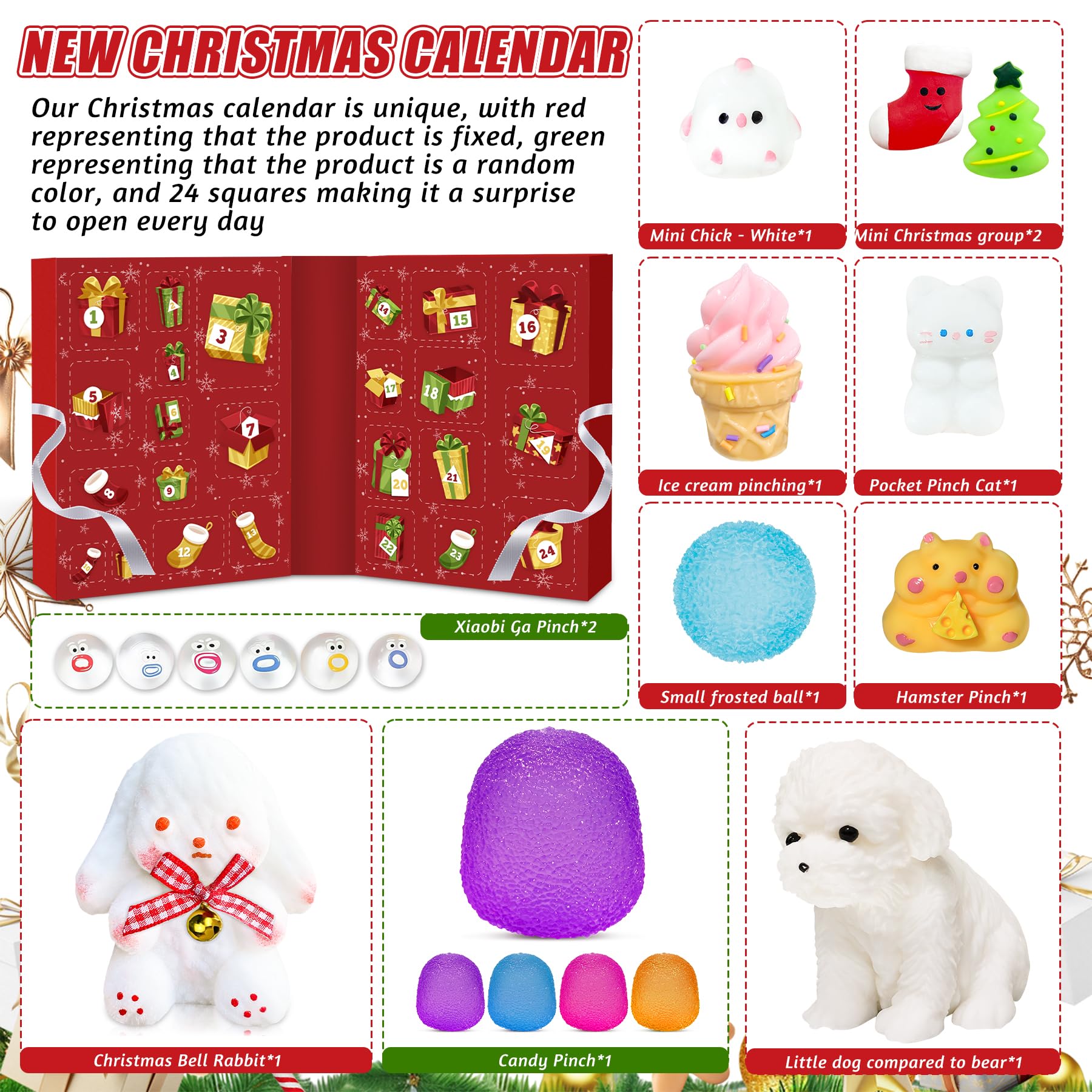 Adventskalender 2025, Fidget Toy Weihnachts Countdown Kalender, Fidget Advent Calendar mit 24 Pcs Überraschungen Party Von Sensorik Toys für Kinder, Taba Weihnachtsfeier Geschenke