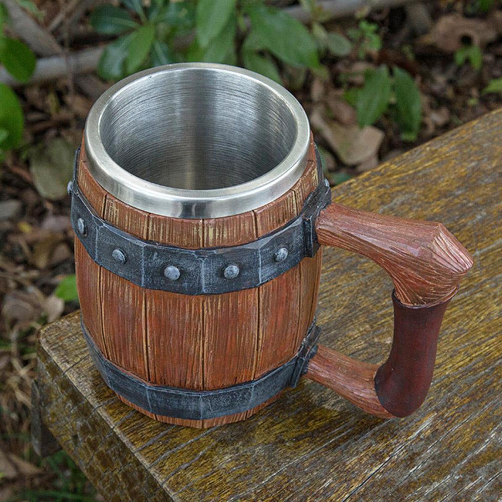 Jarra de cerveza - Resina de acero inoxidable pulido a mano 19x14x11,5 cm
