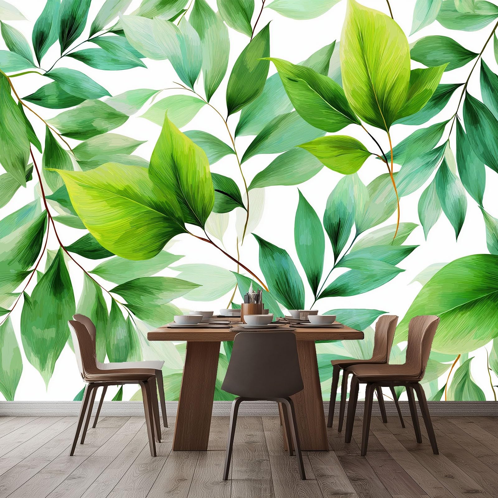Générique Panoramiczna tapeta tropikalne liście rośliny 3D 250 x 175 cm, włóknina XXL nowoczesna dekoracja ścienna salon sypialnia biuro pokój dziecięcy, biała