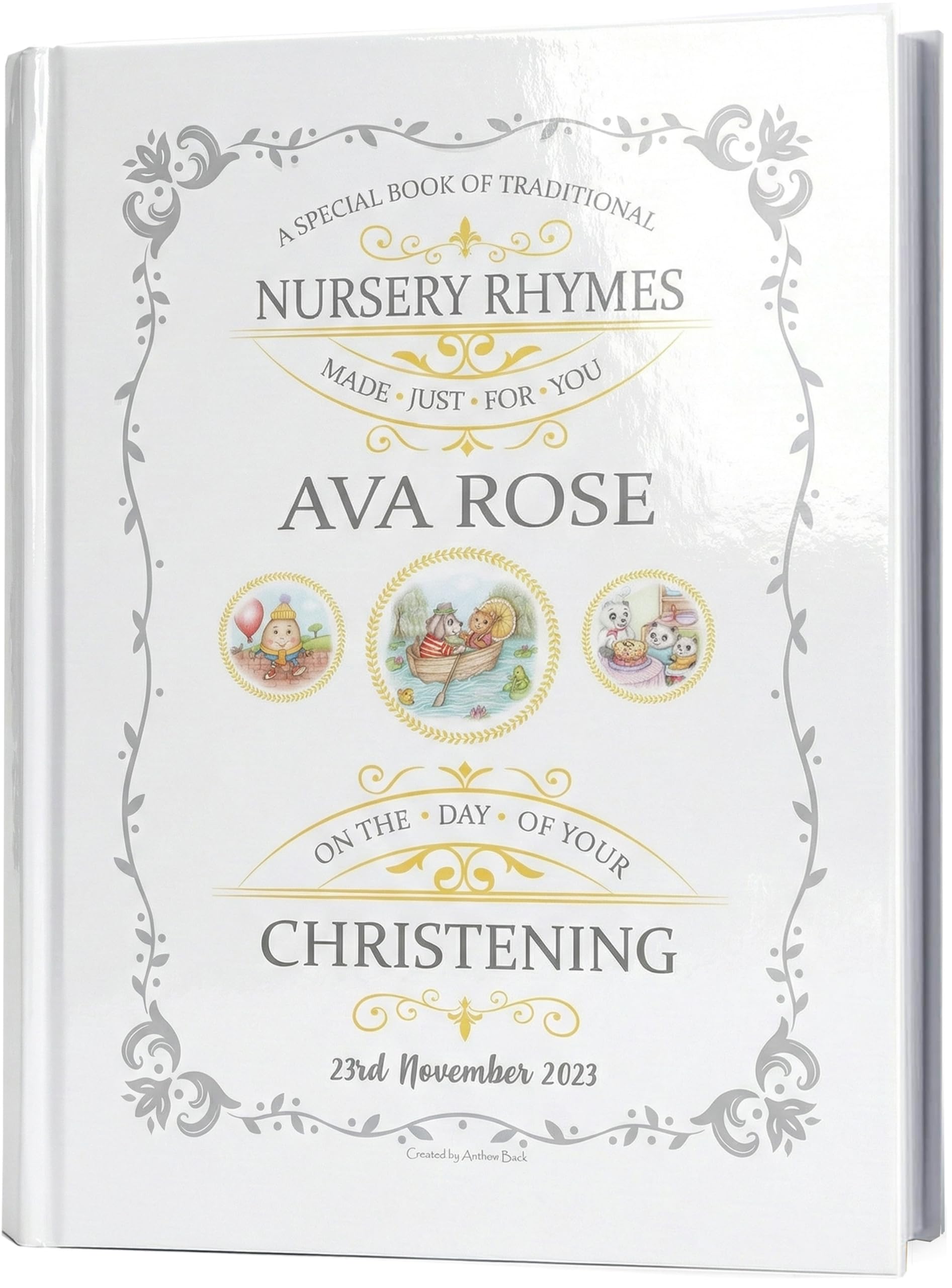 Personalised Christening Gift, A Book of Traditional Nursery Rhymes - A Forever Keepsake - Especially Made for A Child's Christening Day