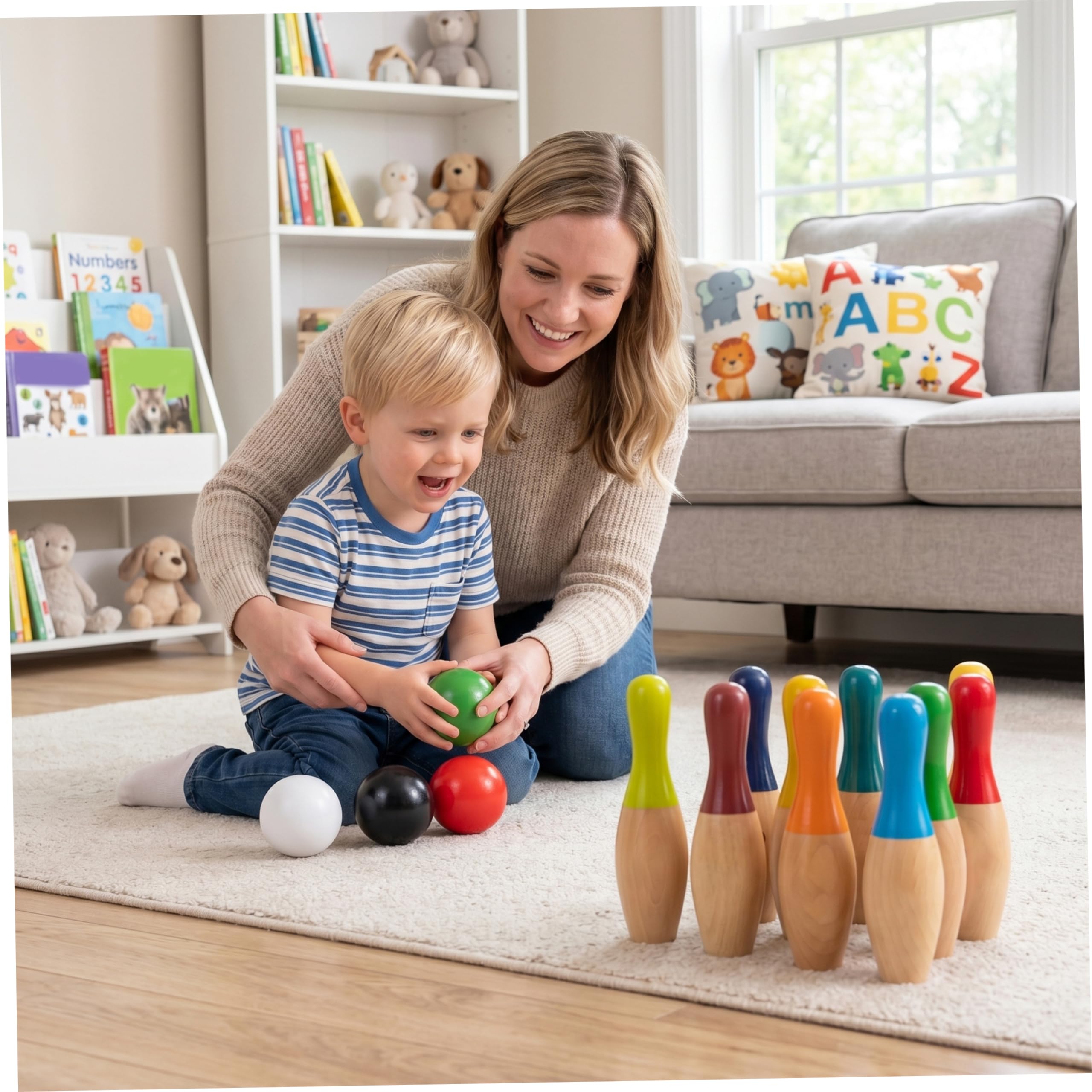 Juego de Bolos para niños Juego de Bolos para niños Interactivo de Madera para pequeños de 2 a 5 años arcoíris 3 7 Libras para 2 a 5 años Pin para Exteriores