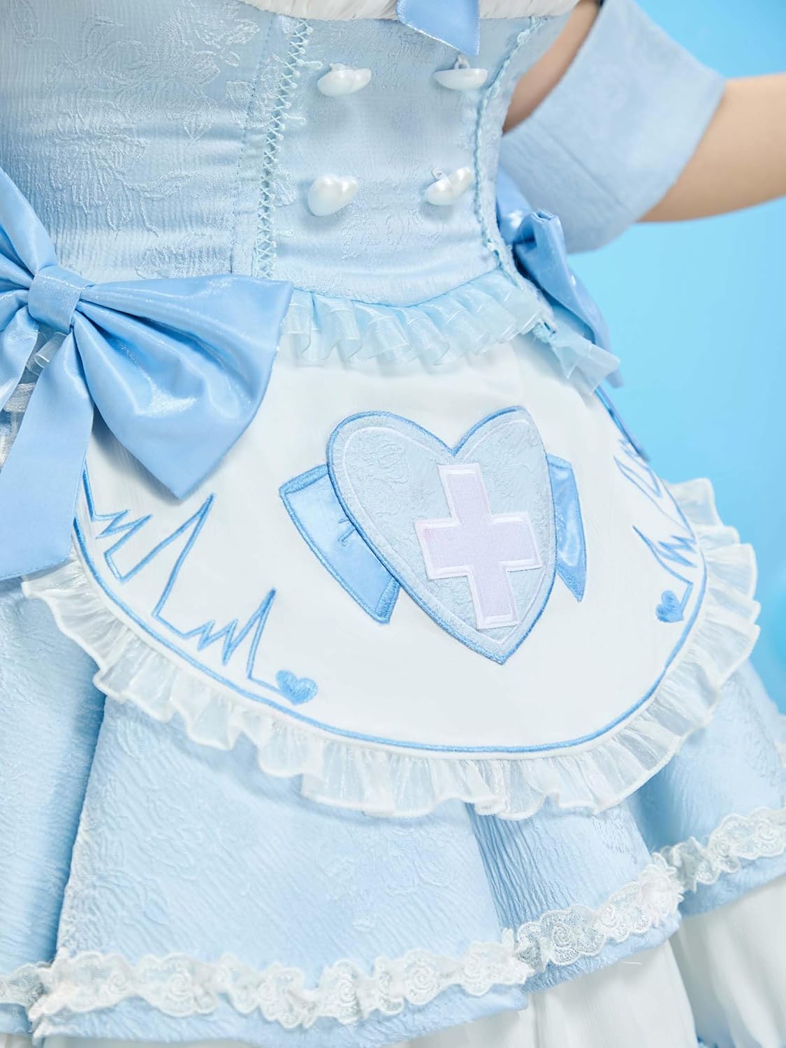 miccostumes Women's Costume Anime Doll Nurse Cosplay Lolita Set Top and Skirt with Apron and Hat Halloween