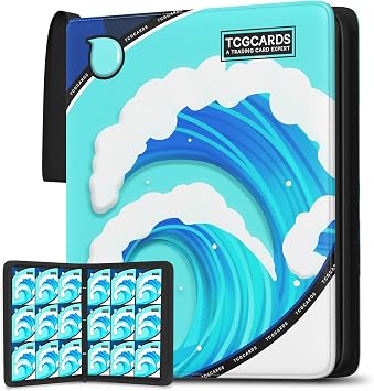 Trading Card Binder 9 Pocket,Card Binder 900 Pockets Card Book Holder Cards with 50 Removable Sleeves,3-Ring Zip Design MTG/TCG/Sport Collectible Trading Card Albums Gifts for Boys and Girls Water