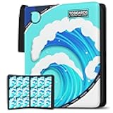 Trading Card Binder 9 Pocket，Card Binder 900 Pockets Card Book Holder Cards with 50 Removable Sleeves，3-Ring Zip Design MTG/TCG/Sport Collectible Trading Card Albums Gifts for Boys and Girls (Water)