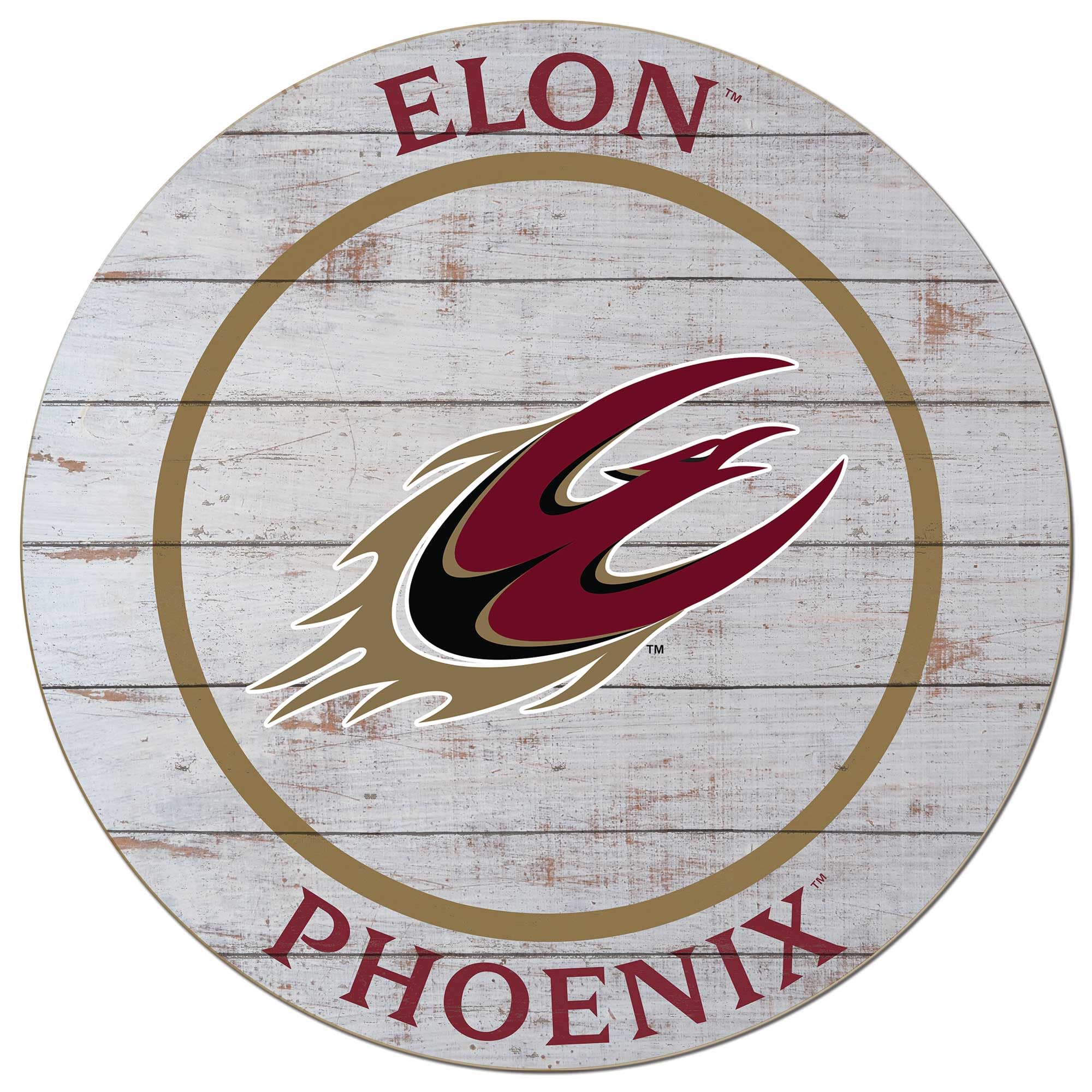 KH Sports Fan Elon Phoenix 20x20 Inch Colored Circle Sign - NCAA Team Spirit Wall Art For Dorm, Bedroom, Fan Cave