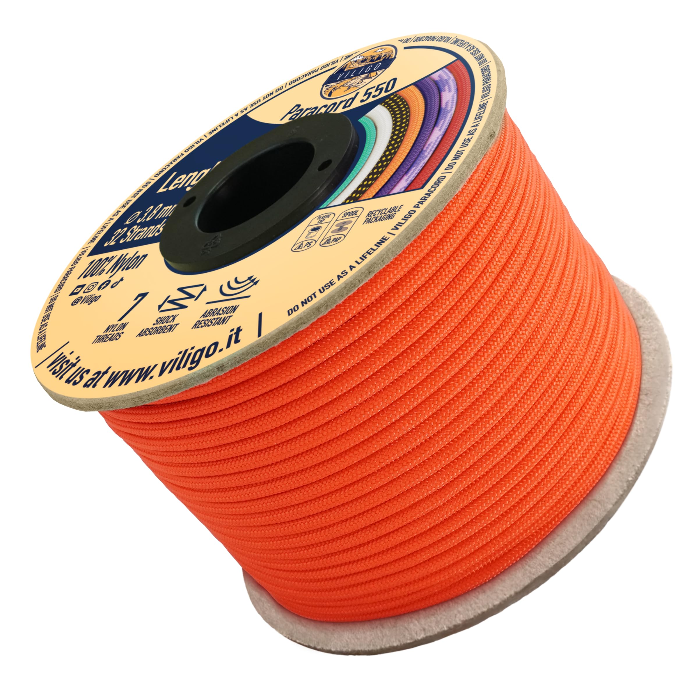 Paracord 550 Nylon 50m - Corda Resistente Per Bracciali, Campeggio E Survival