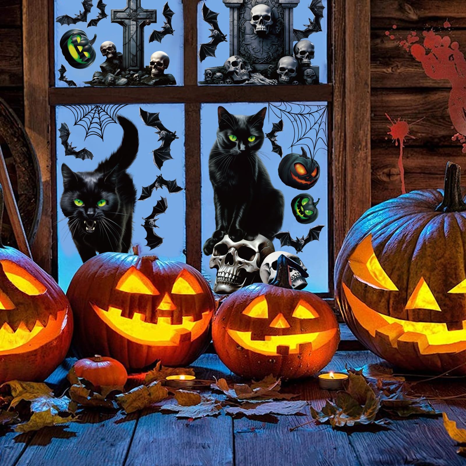 37 Adesivi Halloween Per Finestre – Decorazioni Spaventose E Riutilizzabili Per Feste E Casa