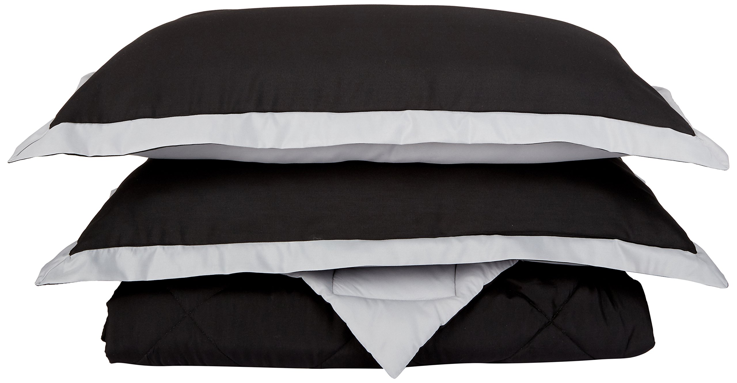 Downluxe Solid Faux Suede Decorative Throw Pillow cases(pack of 2) and king size comforter (pack of 1),Black)