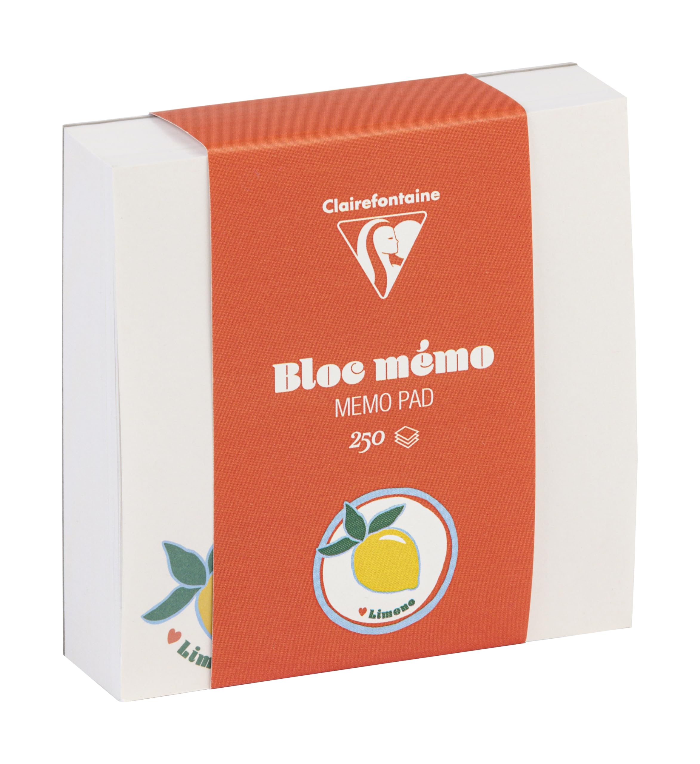 Clairefontaine - 116271C - A Block of 250 Citrus Decor Printed Sheets Acidulous Detachable Colours 9,8x9,8cm White Paper 90g 9,8x9,8cm - Dolce Amore Collection