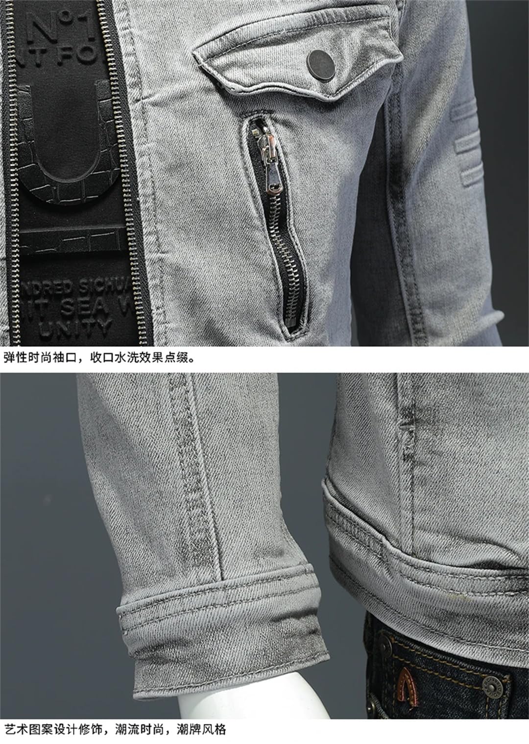 Mężczyźni Vintage Moto Biker Streetwear Denim Bomber Jacket Outwear Stojący Kołnierz Kurtki Dżinsowe Płaszcze