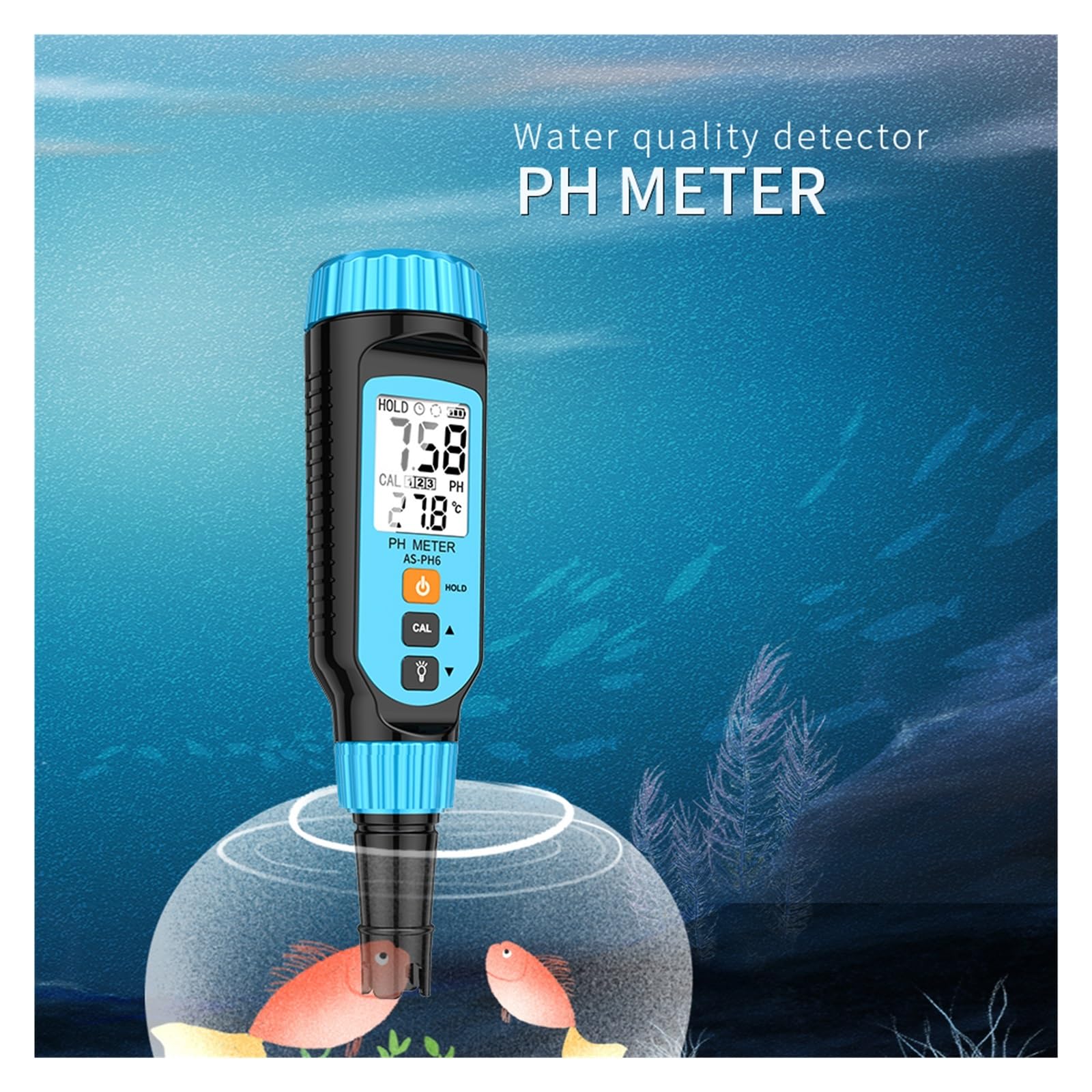 Humidimètre, PH-mètre numérique PH détecteur de qualité l'eau testeur pH 0-14 plage mesure température Aquariums bocal à poissons(PH6)