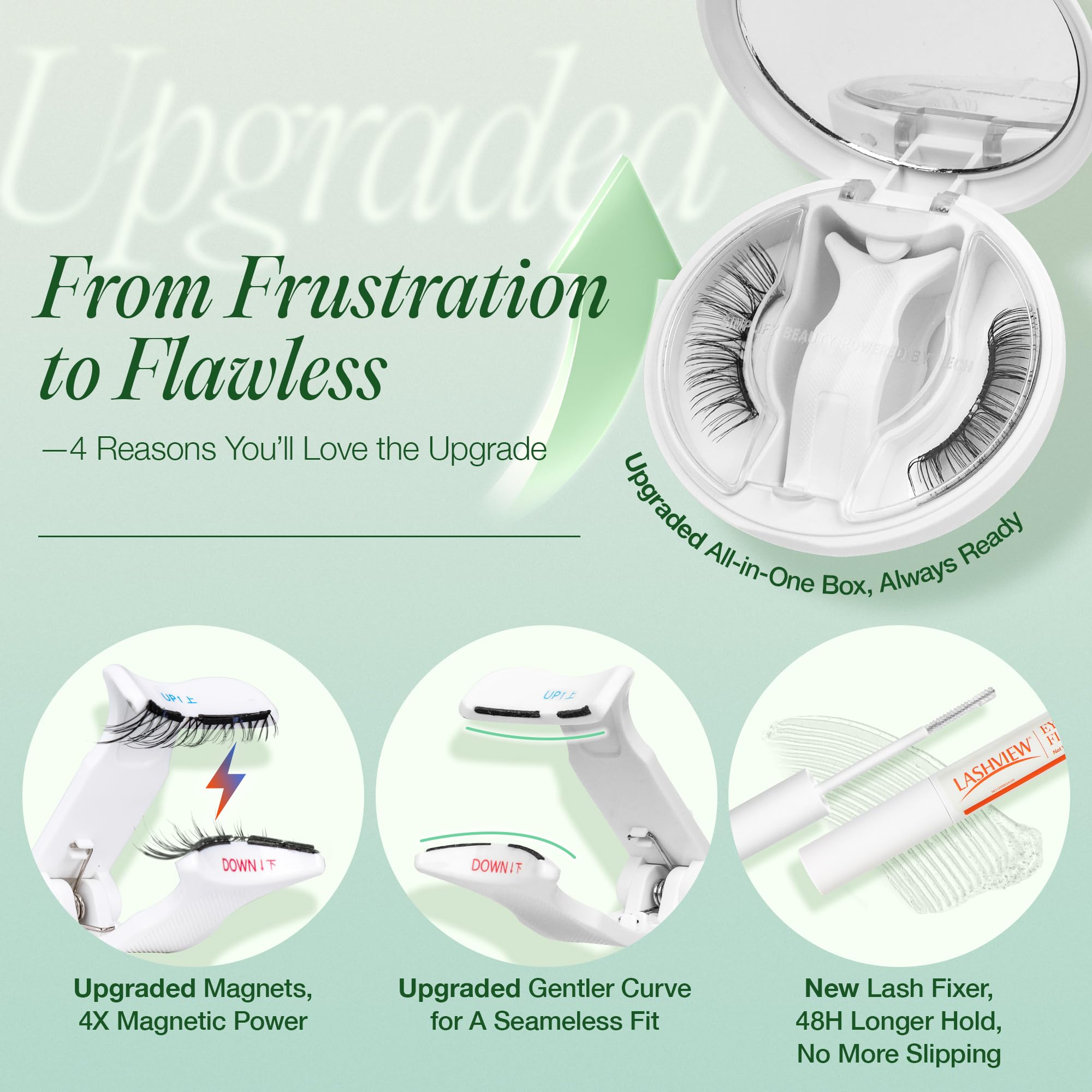 LASHVIEW Weiche, magnetische Wimpern mit Applikator, wiederverwendbar, weich, magnetisch, natürliches Aussehen, kein Kleber erforderlich, bequem und praktisch, tragbare All-in-One-Box (L14)