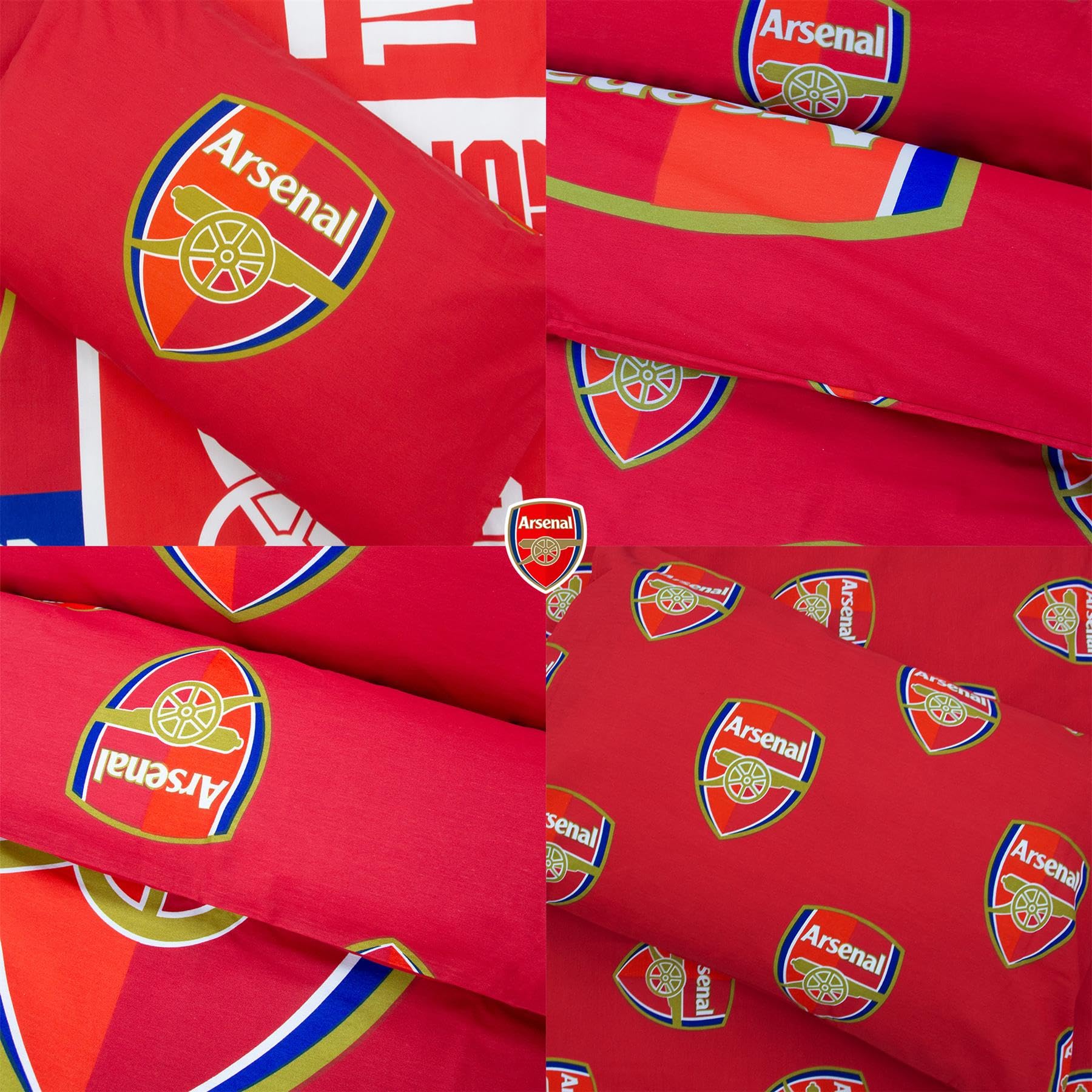 Character World Arsenal FC Parure de lit avec housse de couette – Literie réversible officielle – Design officiel avec emblème du logo des Gunners – Pour lit simple
