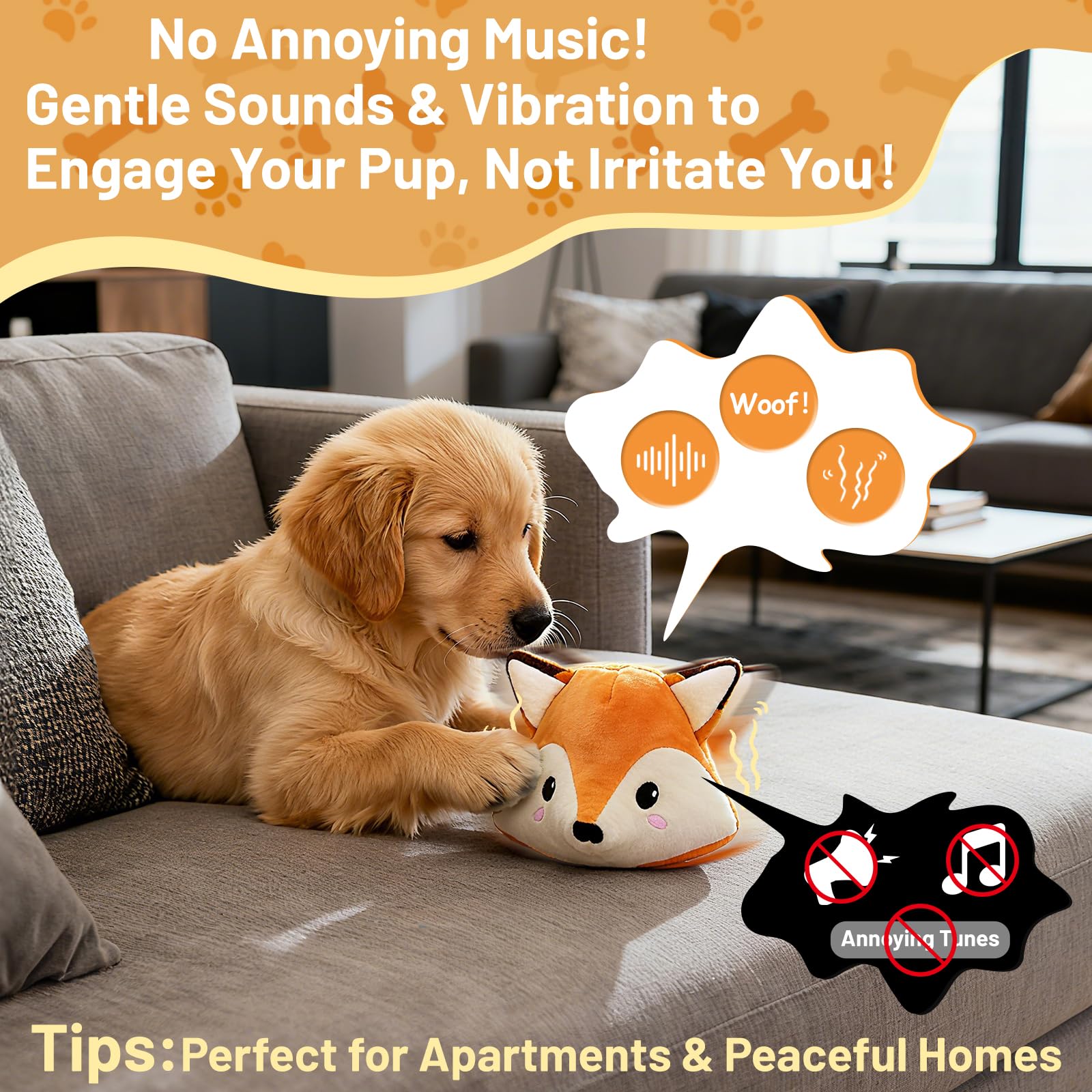 Interactive Fox Puppy Toy for Anxiety & Boredom Relief - Automatic Self-Moving, Bouncing & Vibrating with Sound for Mental Stimulation | Rechargeable & Chew-Resistant for All Breed Sizes - image 7