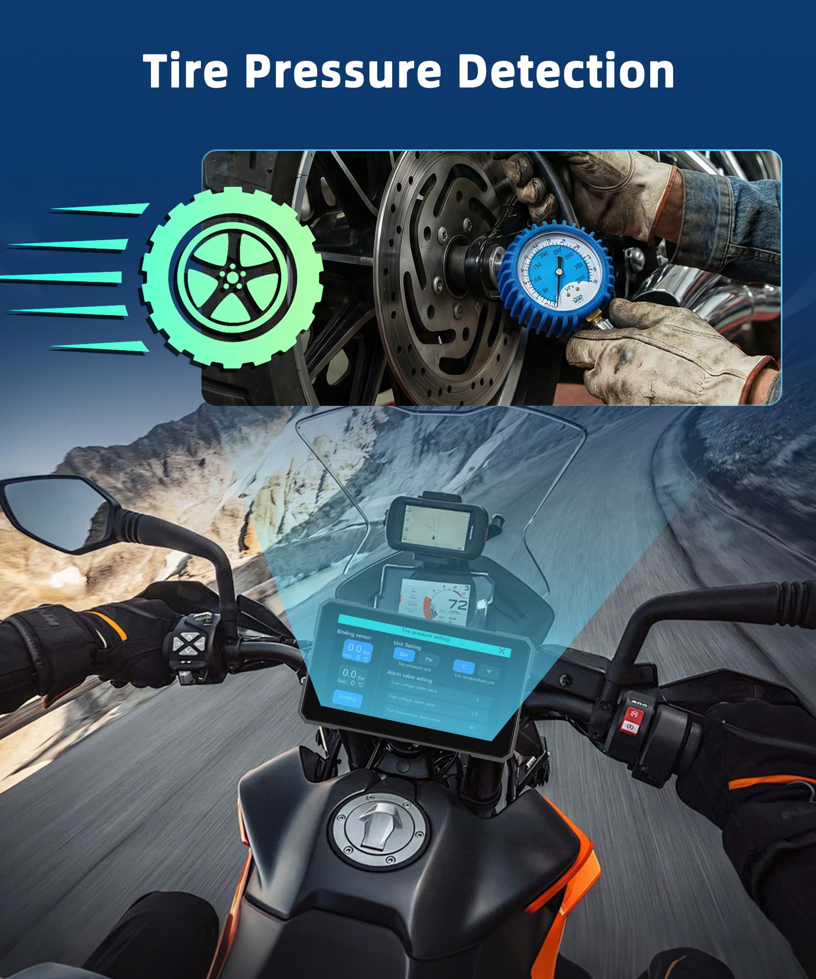 Rimoody Portatile Wireless Carplay Display Motociclo con Dashcam 2 Telecamera Fronte e Retro, 5 Pollici Touchscreen Carplay Android Auto Schermo per Motorbike con App/Bluetooth/IP68 étanche/GPS Navi