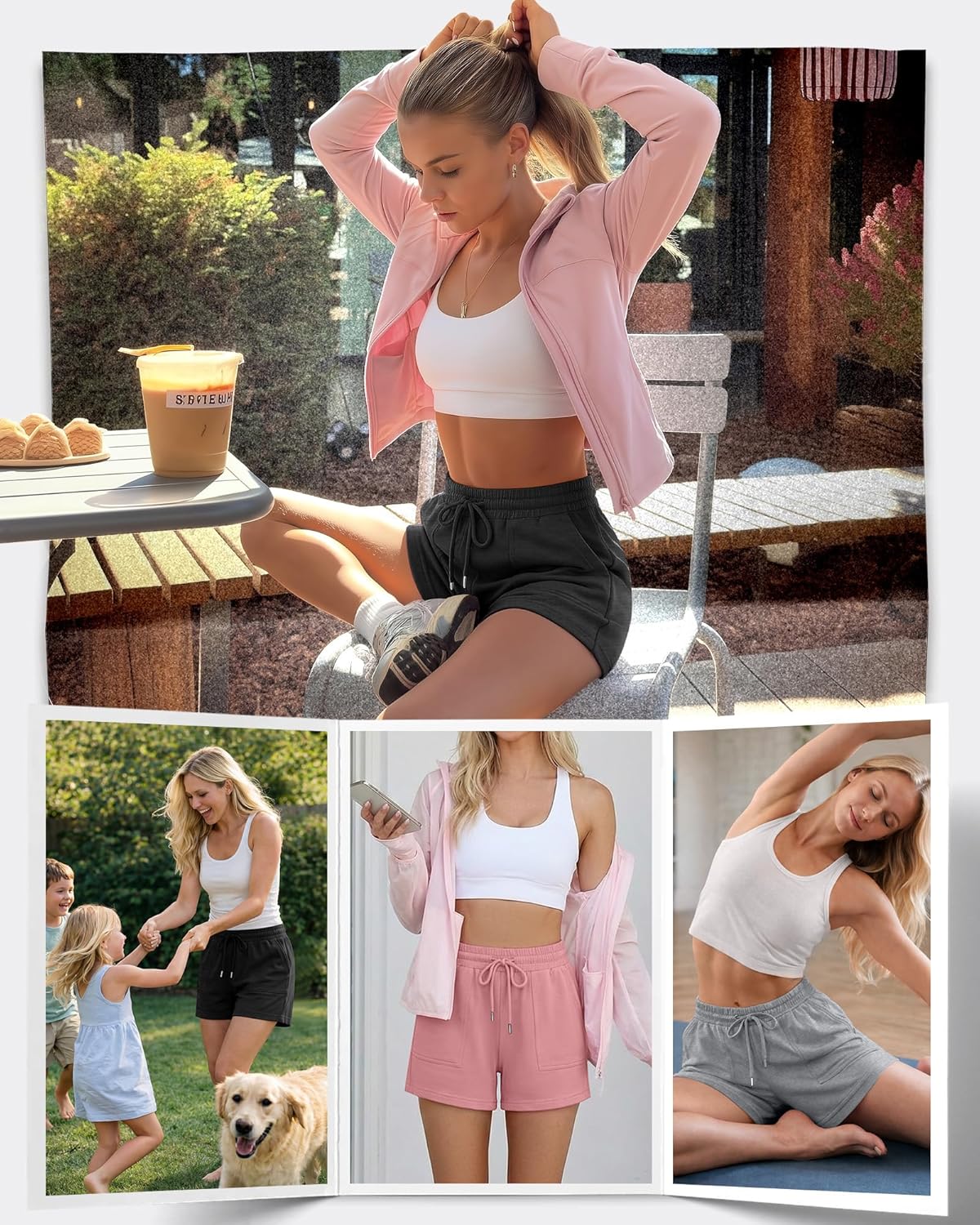 Neer 4 Pack Womens Sweat Shorts Cotton Casual Lounge Drawstring High Waist Summer Loose Elastic Athletic Shorts with Pocket - Image 4