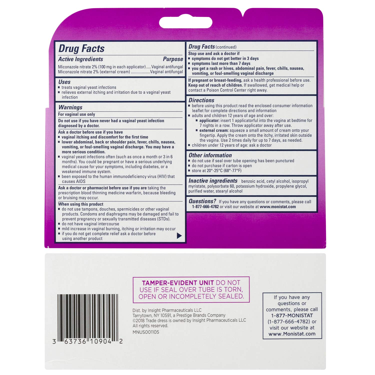 Monistat 7Day Yeast Infection Treatment Cream + External Itch Relief