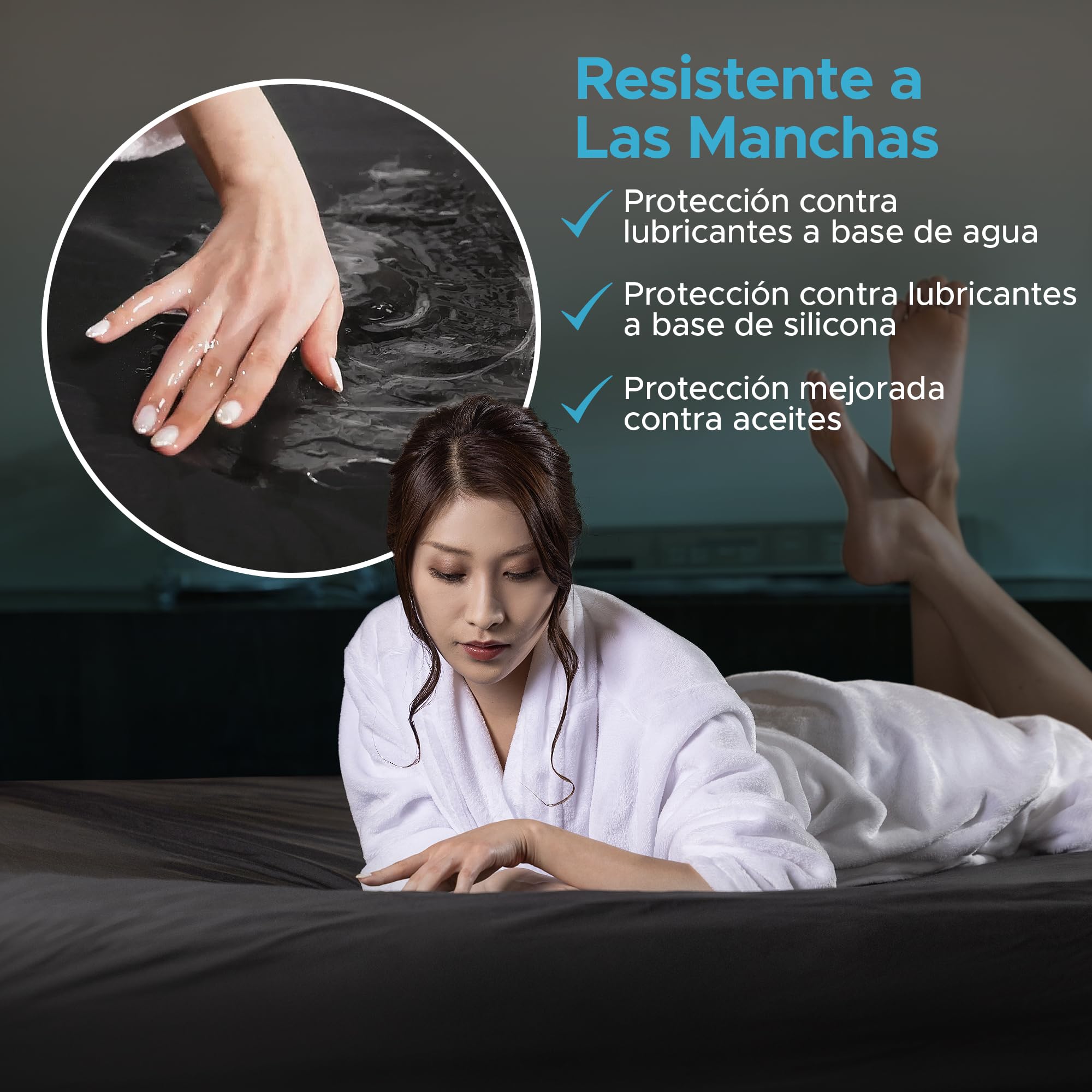 Protector de Colchón Impermeable Queen Ajustable, Canto 35cm, Negro