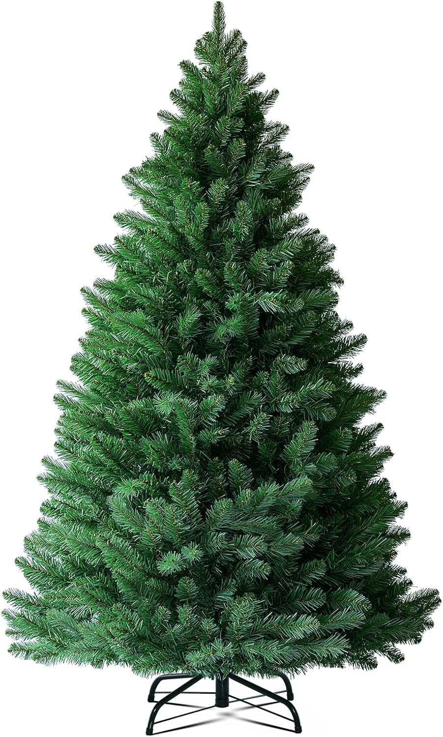 NIBEMINENT Christmas Tree Artificial Christmas Tree 6ft with 1150 Branch Tips,Foldable Metal Stand,Easy Assembly Hinged Artificial Tree for Home Decoration,Party,Office (180cm)