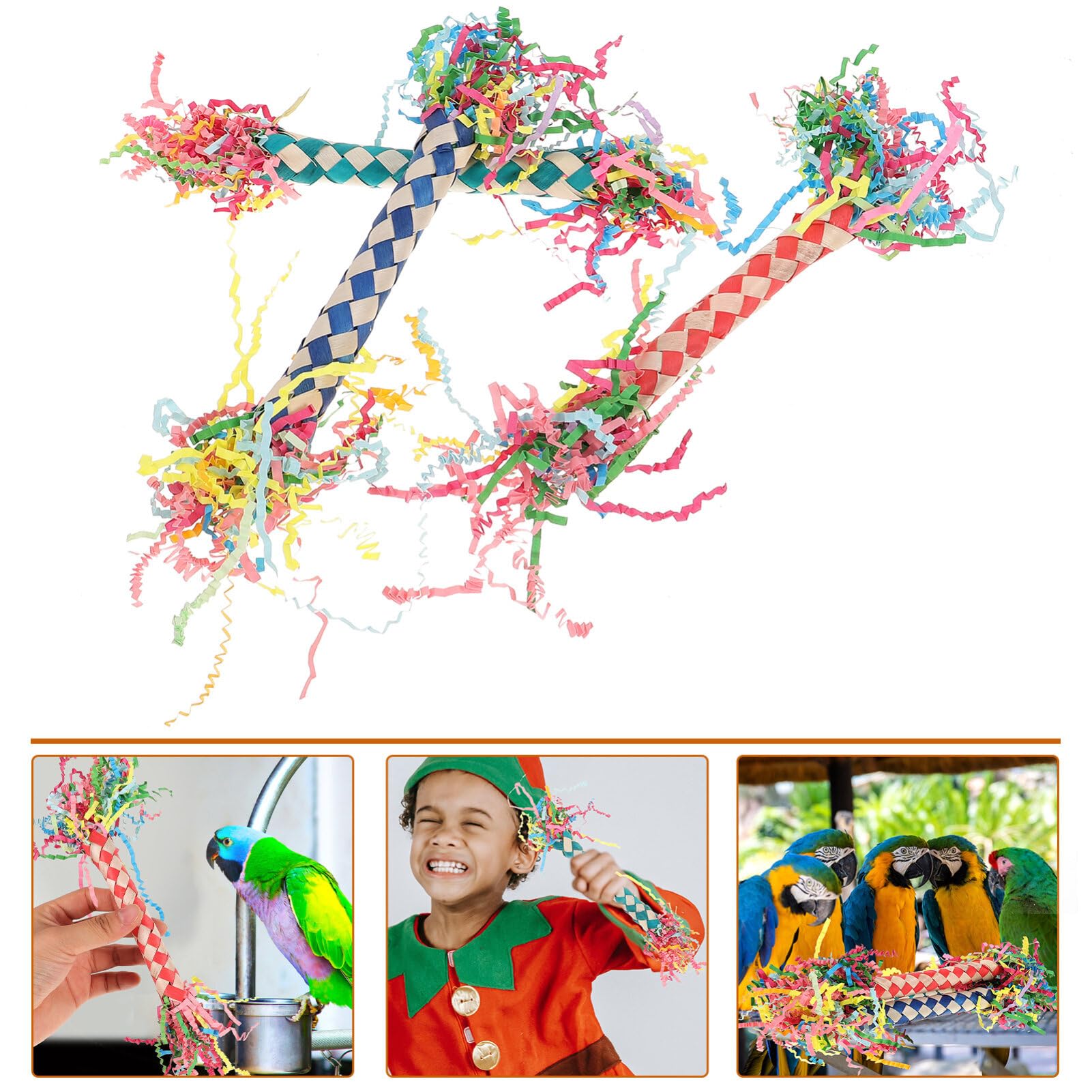 ifundom 3pièces Jouet à Mâcher pour Oiseaux Perroquet Perruche Lot de Jouets Et Papier Accessoire De Décoration pour Cage à Oiseaux