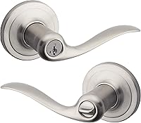 Kwikset Tustin Satin Nickel Keyed Entry Door Lever with SmartKey Security, Pick-Resistant, Microban, Reversible for Front Doors